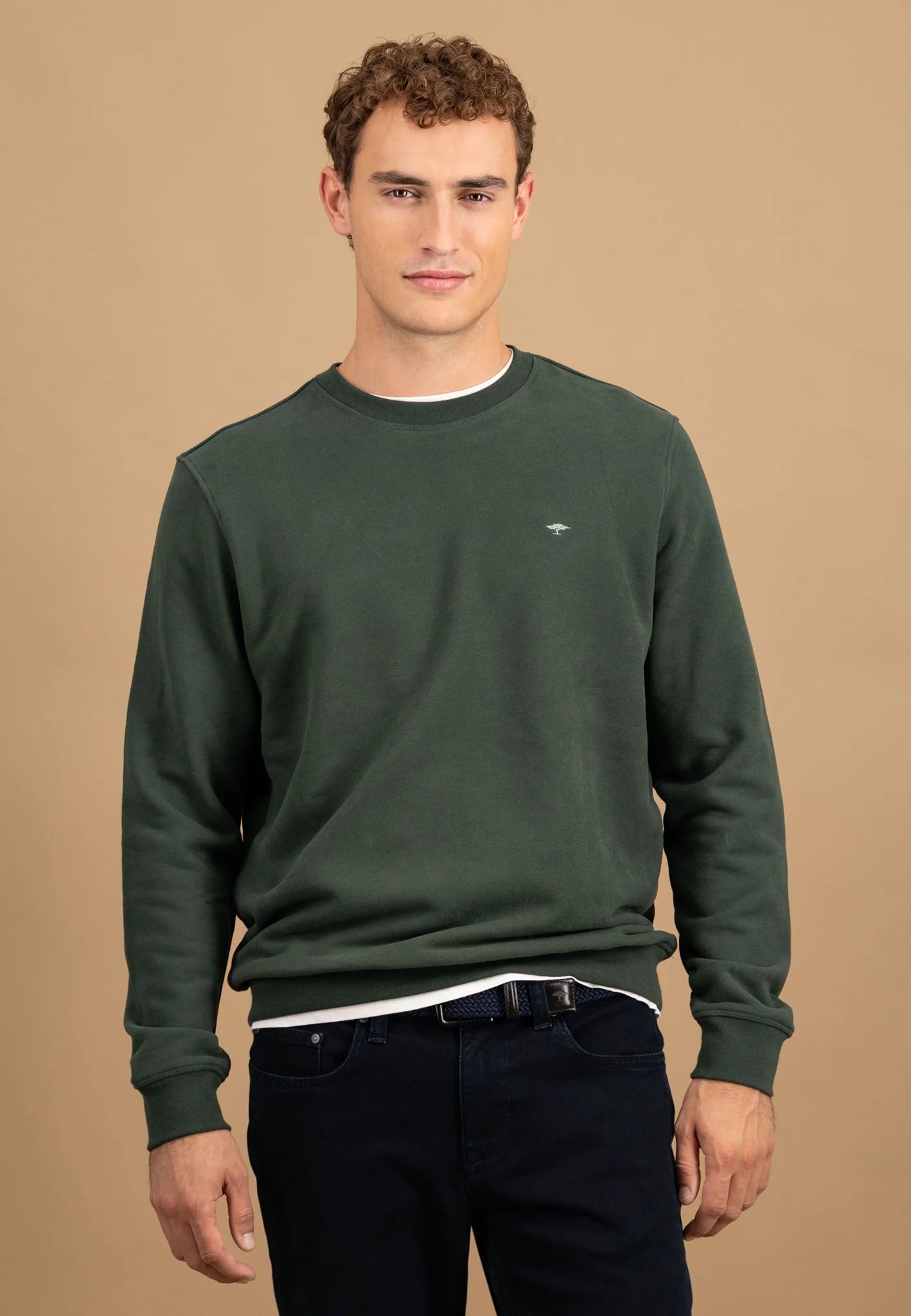 Fynch Hatton Round Neck Sweater - Dark Ivy