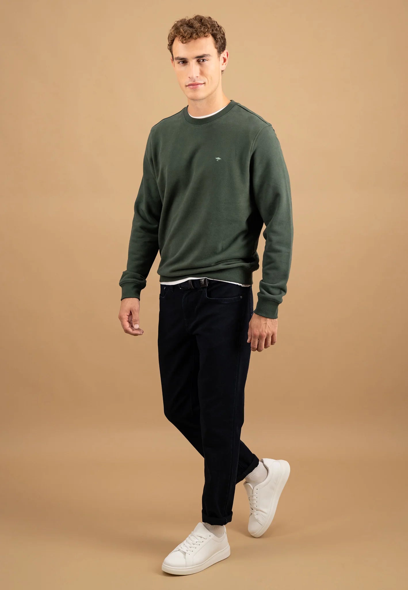 Fynch Hatton Round Neck Sweater - Dark Ivy
