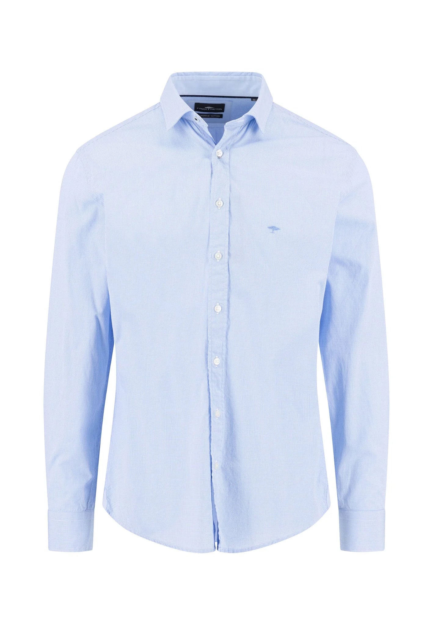 Fynch Hatton Essential Check Shirt-Soft Blue