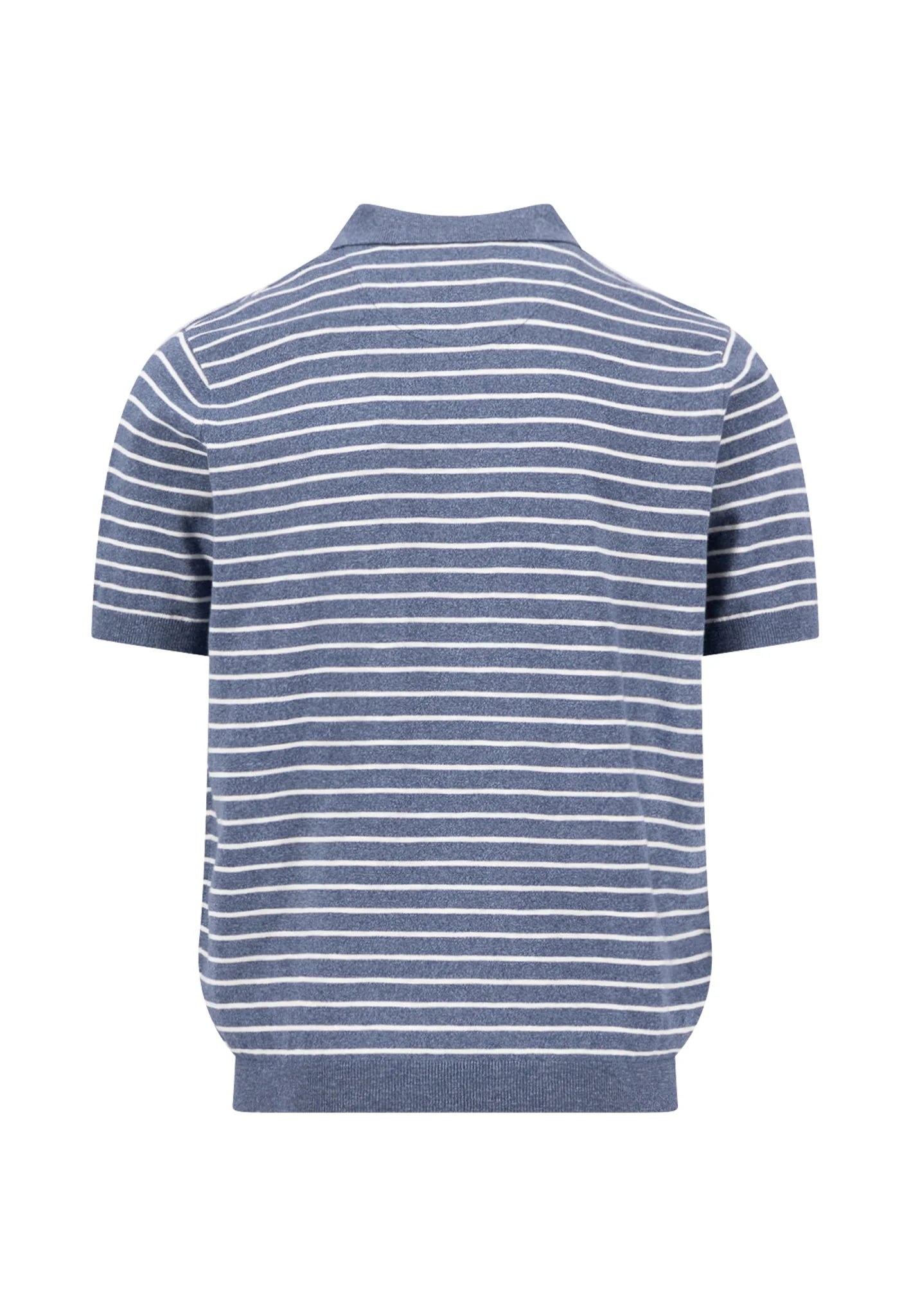 Blue and white striped sweater on a white background