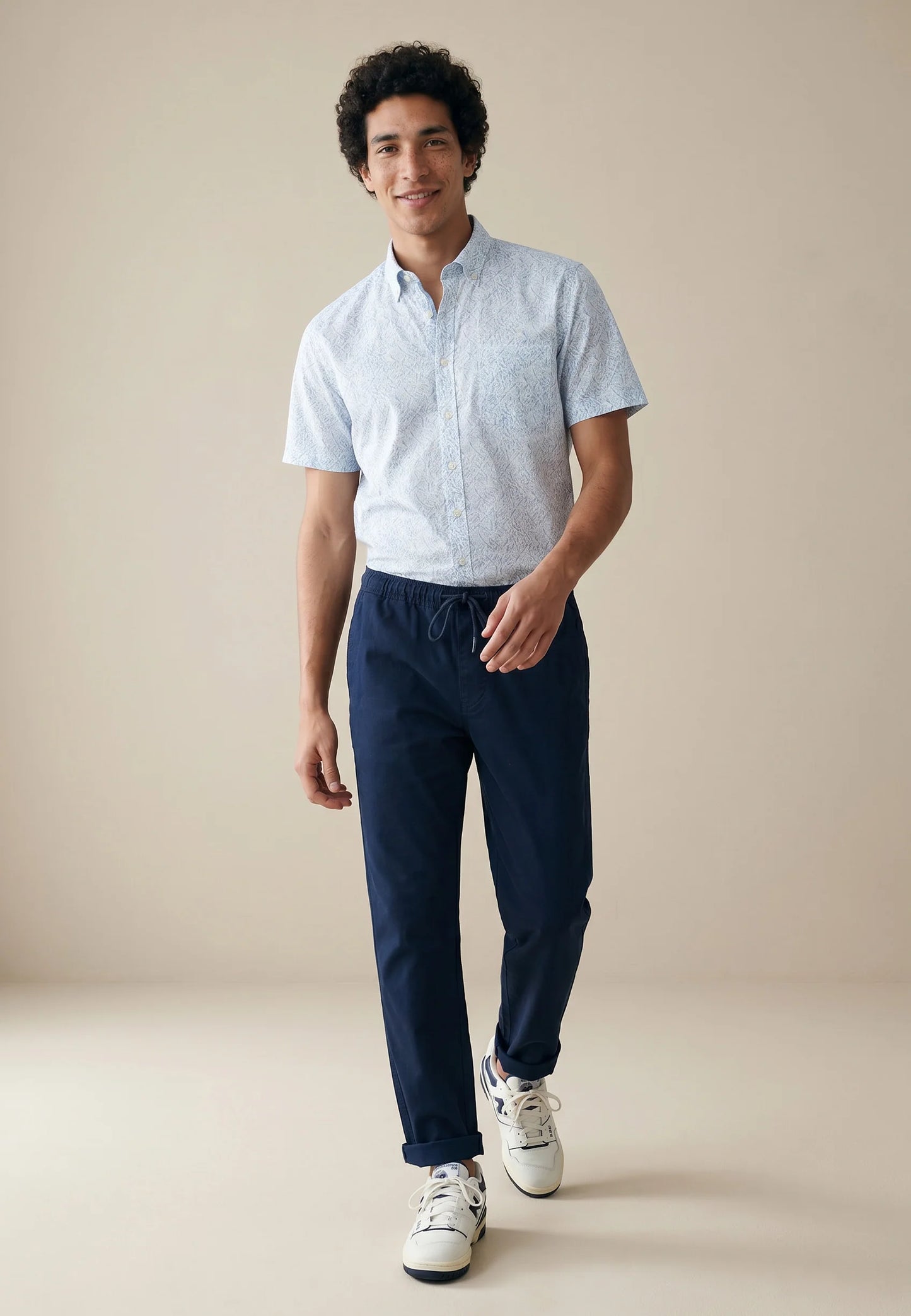 Fynch Hatton Short Sleeve Summer Slub Print Shirt - New Breeze