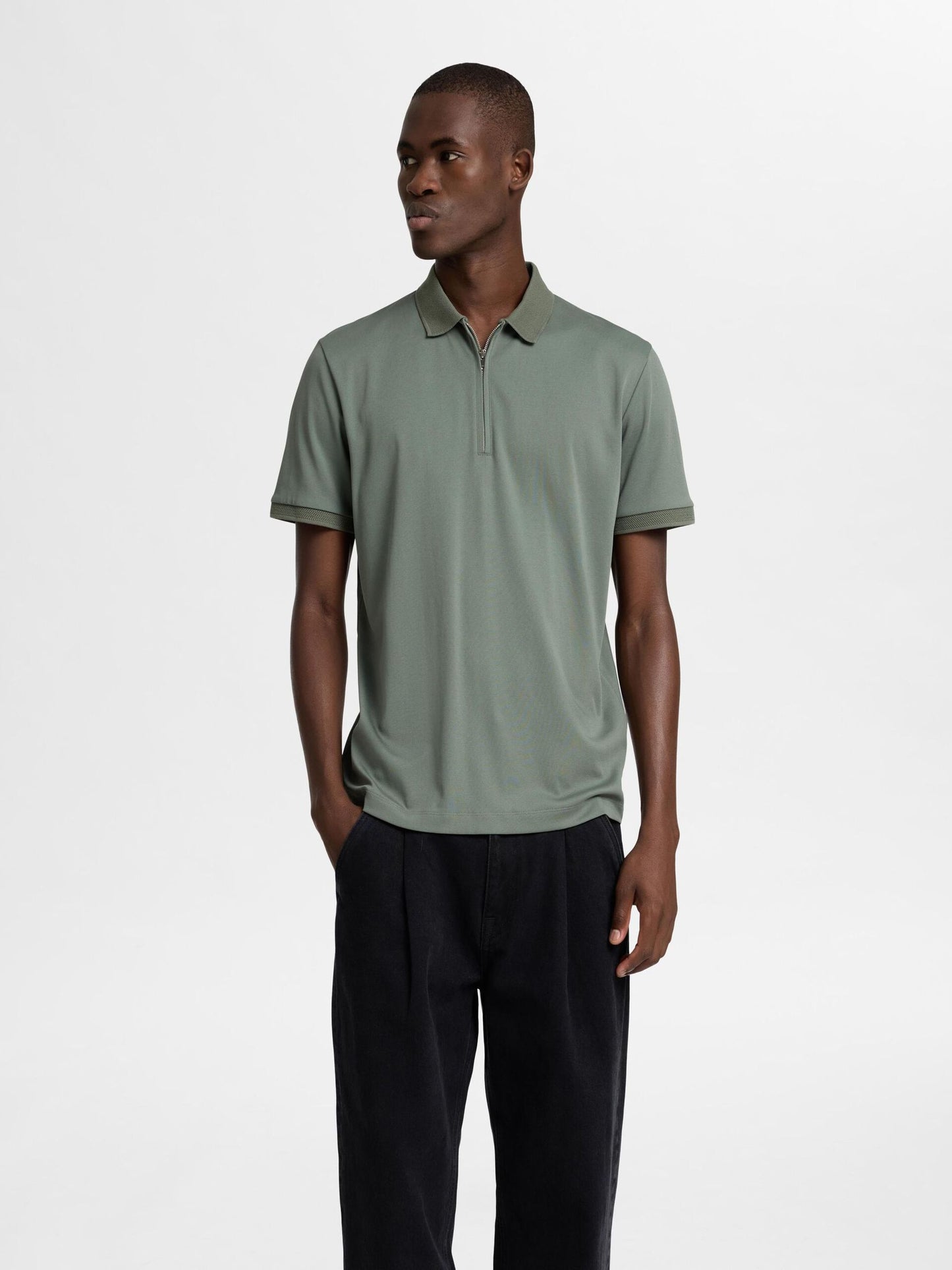 Selected Homme Fave Short Sleeve Polo - Agave Green