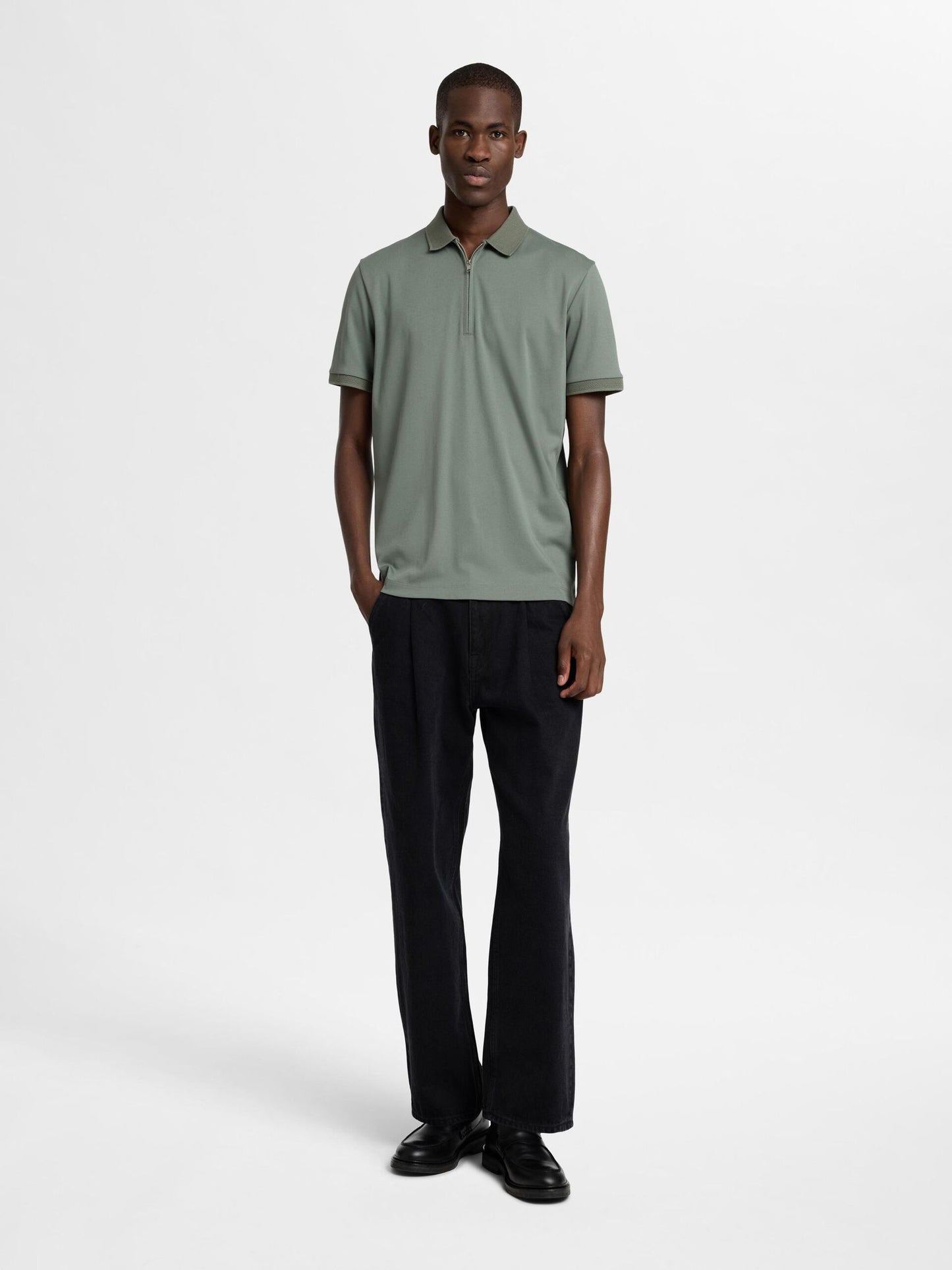 Selected Homme Fave Short Sleeve Polo - Agave Green