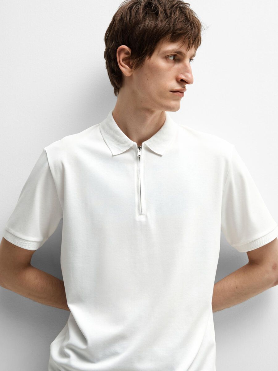 Selected Homme Fave Short Sleeve Polo - Cloud Dancer