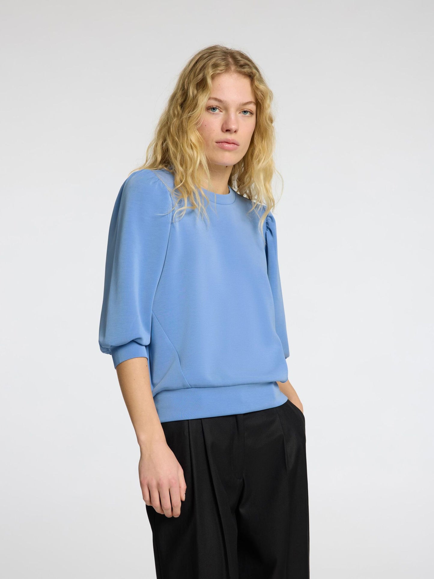 Selected Femme Puff Sleeve Sweatshirt - Cornflower Blue