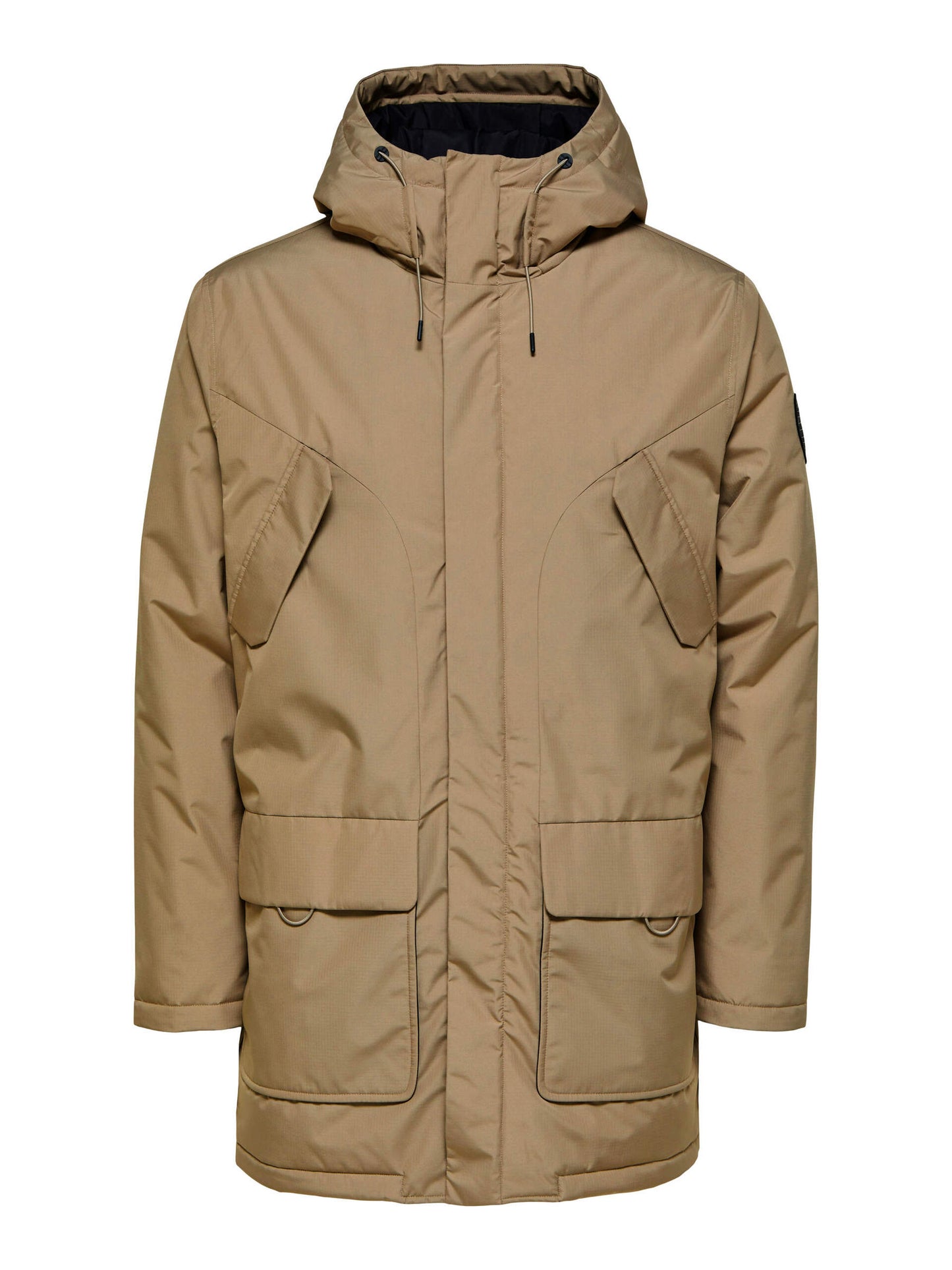 Selected Homme Padded Parka Coat - Brindle