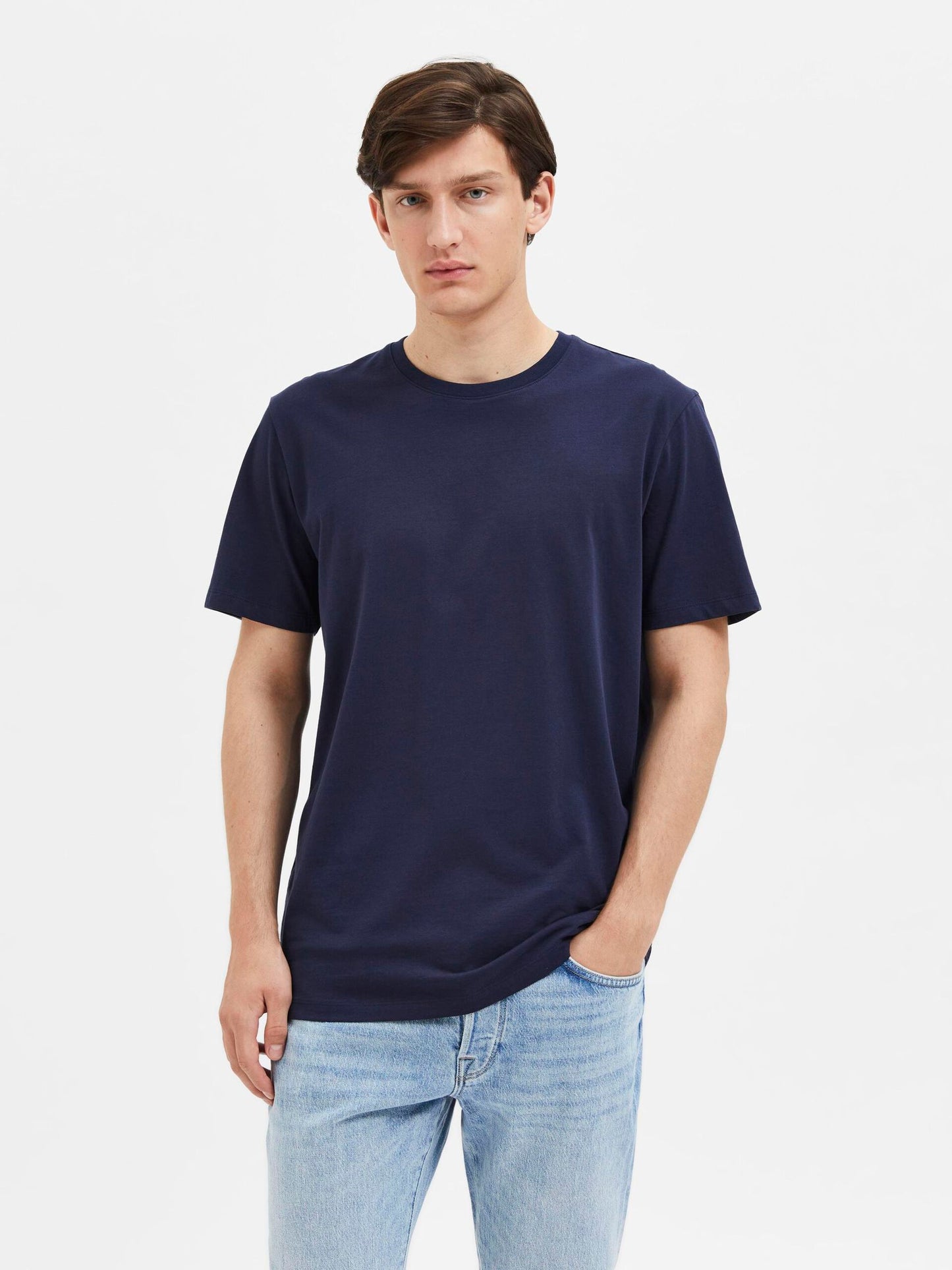 Selected Homme Haspen Round Neck Tee - Navy Blazer