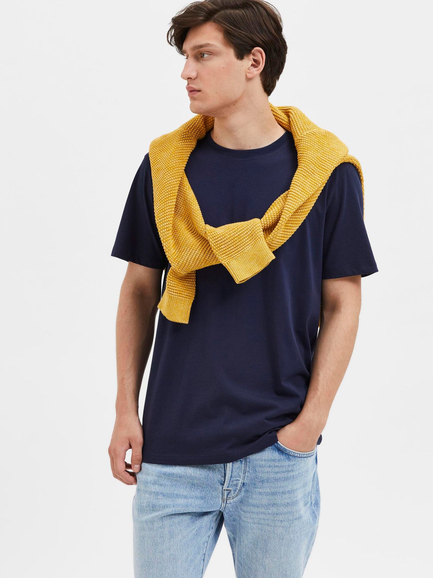 Selected Homme Haspen Round Neck Tee - Navy Blazer