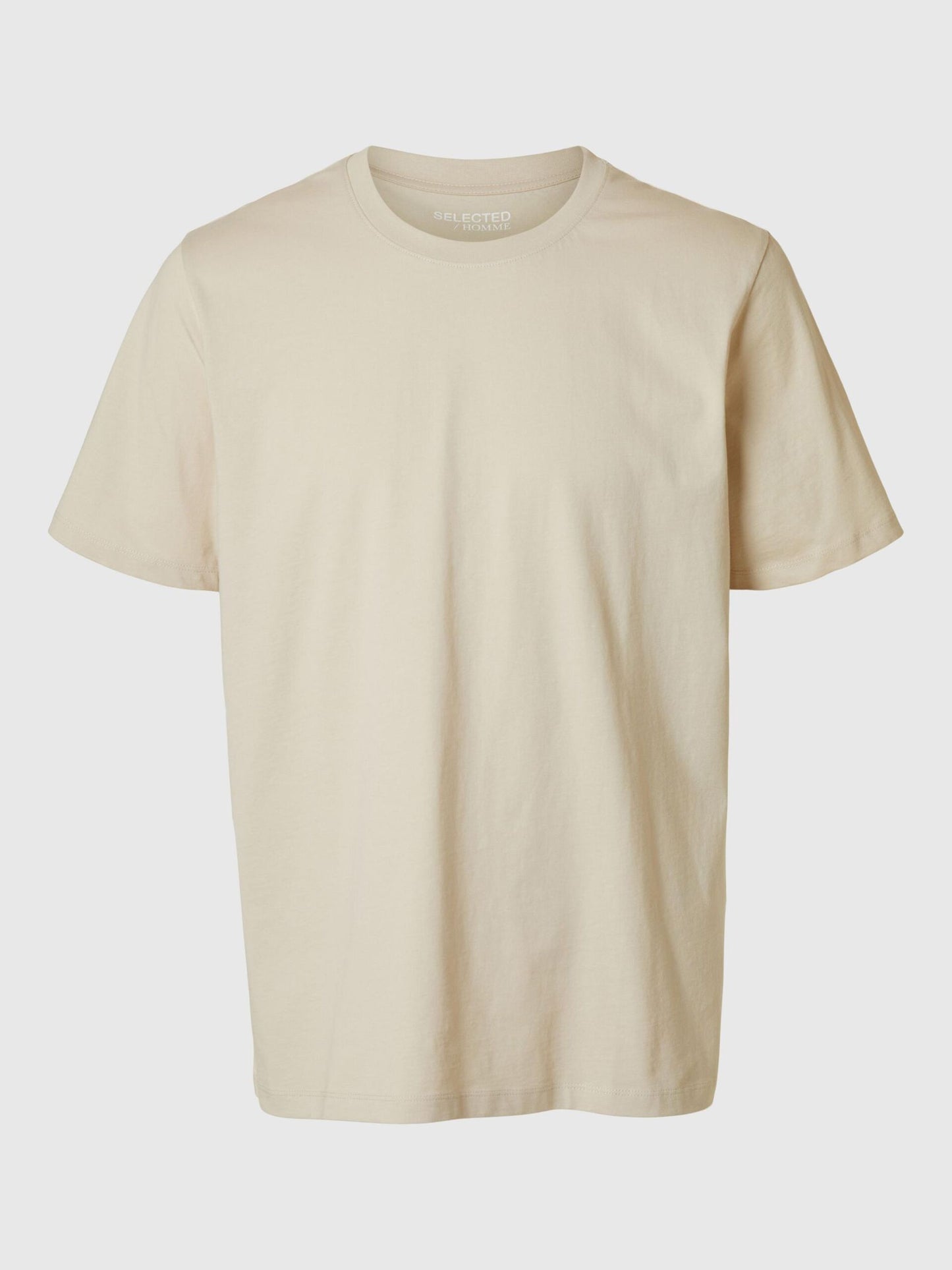 Selected Homme Haspen Round Neck Tee - Oatmeal