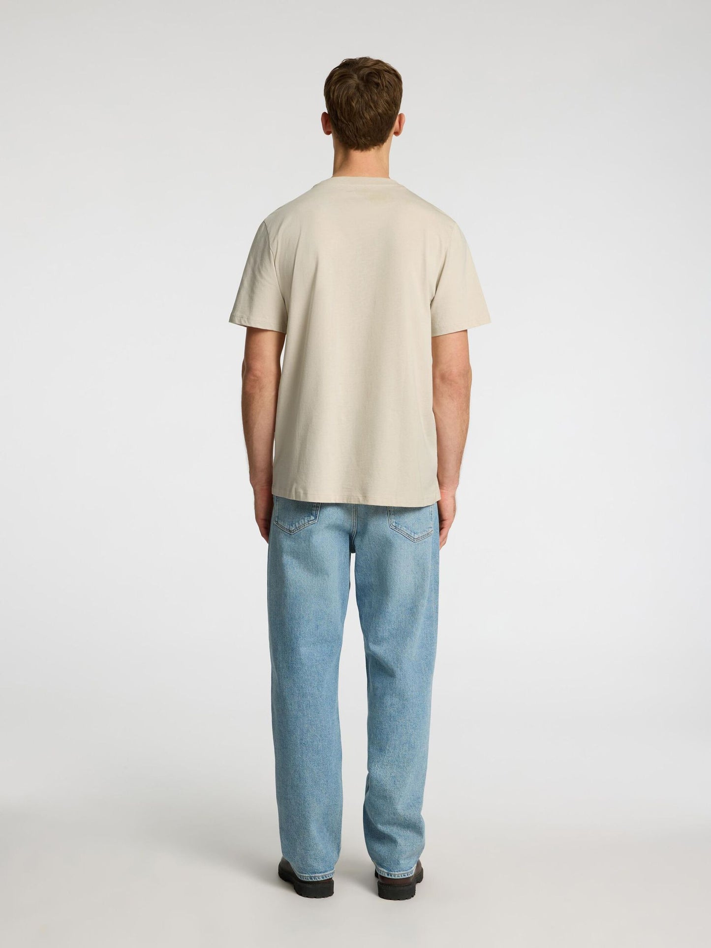 Selected Homme Haspen Round Neck Tee - Oatmeal