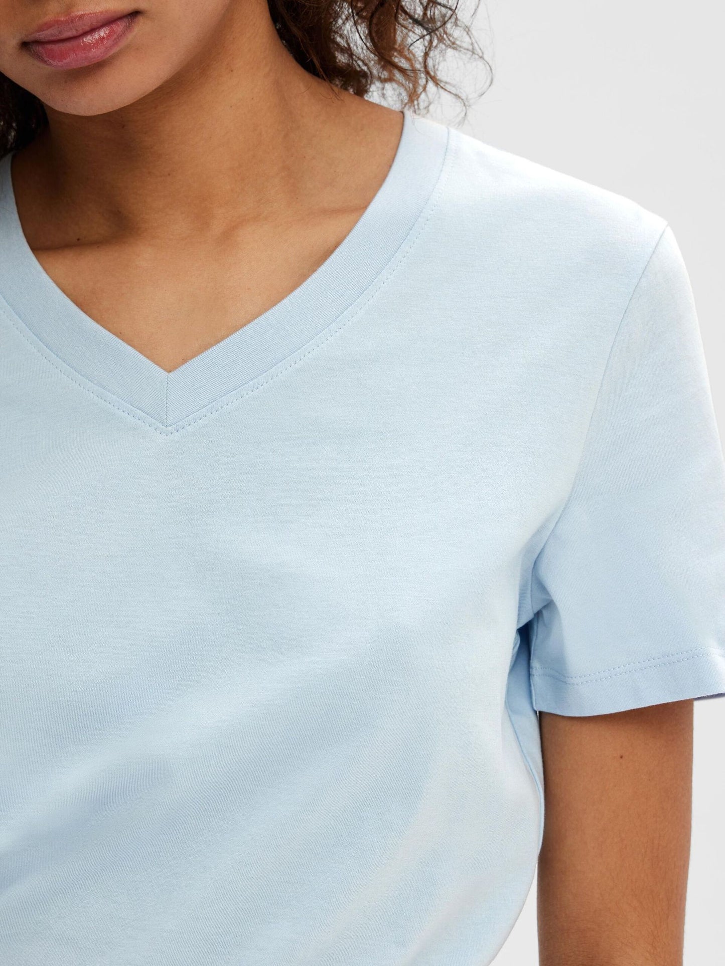 Selected Femme V-Neck Tee - Cashmere Blue