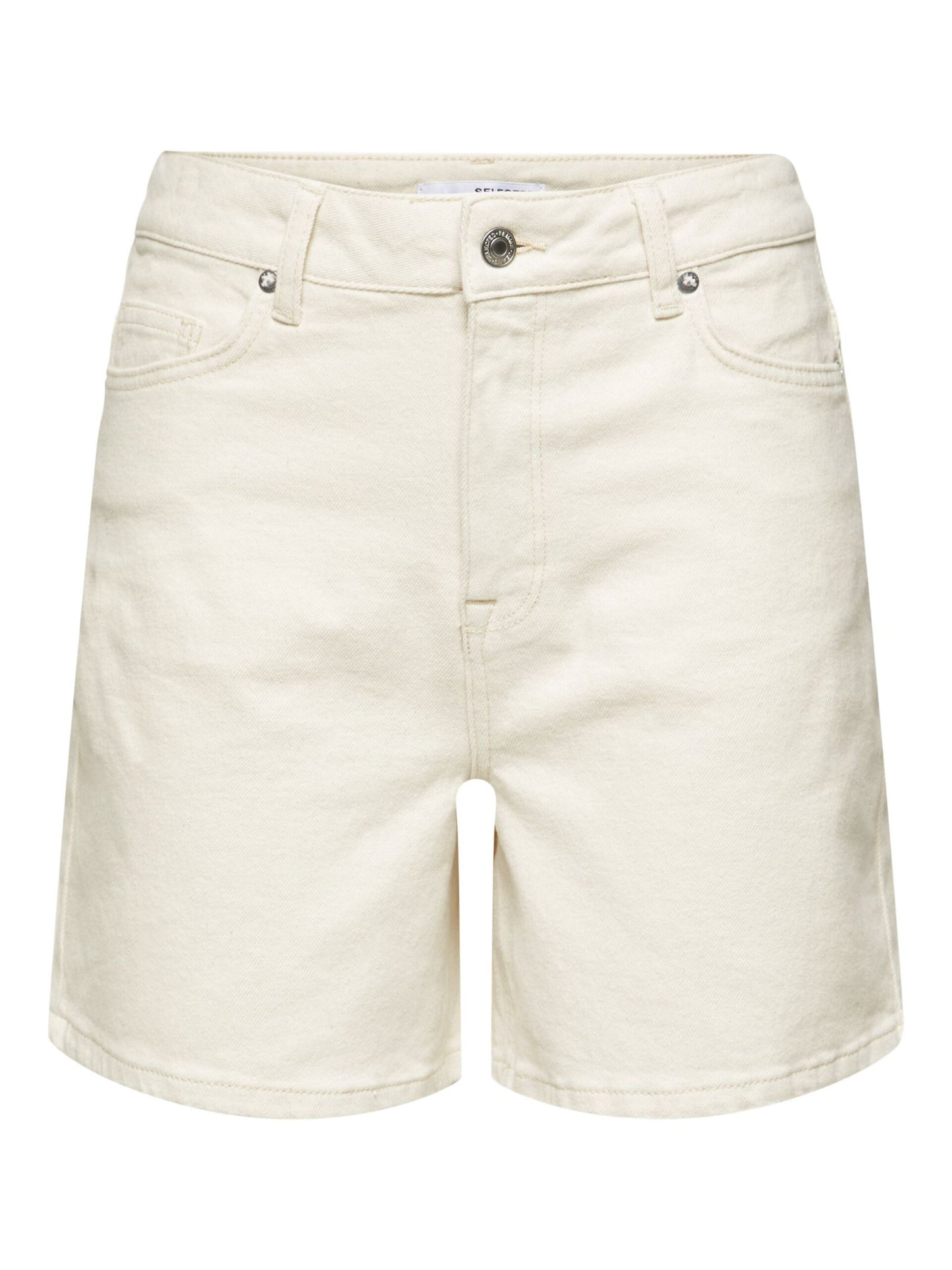 Selected Femme High-Waisted Denim Shorts - White