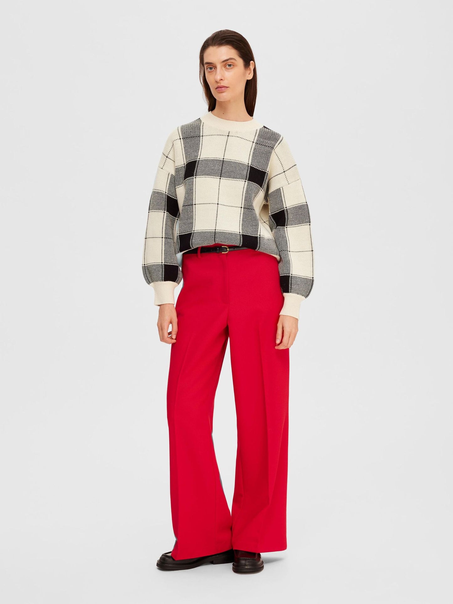 Selected Femme Foli Checked O-Neck Knit