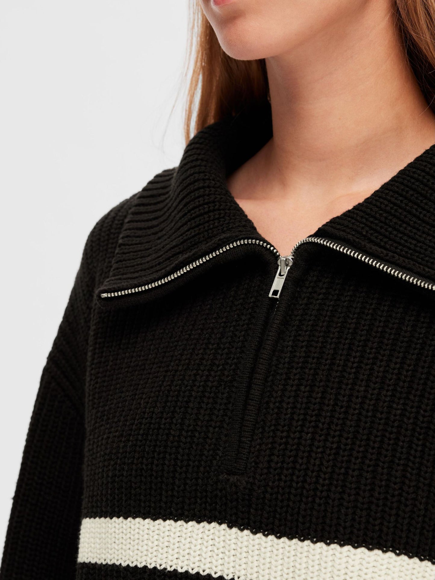 Selected Femme Striped Half Zip Pullover