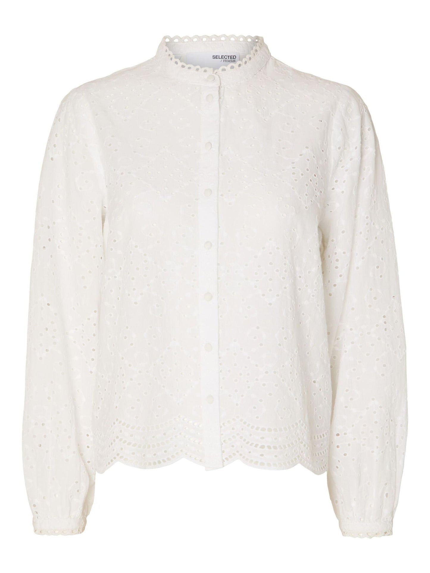 Selected Femme Broderie Blouse - White