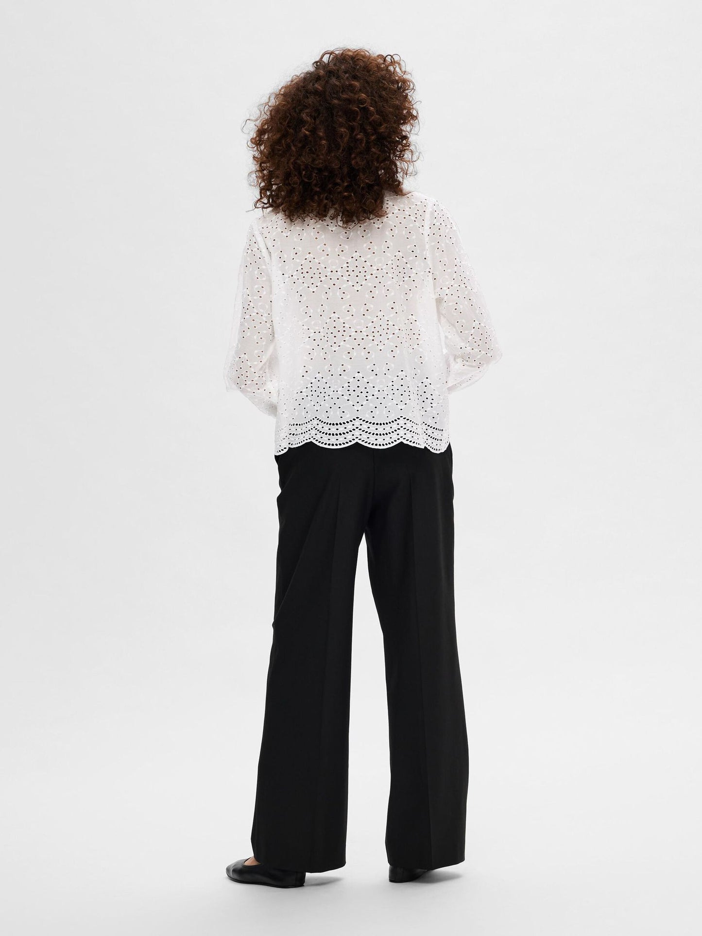 Selected Femme Broderie Blouse - White