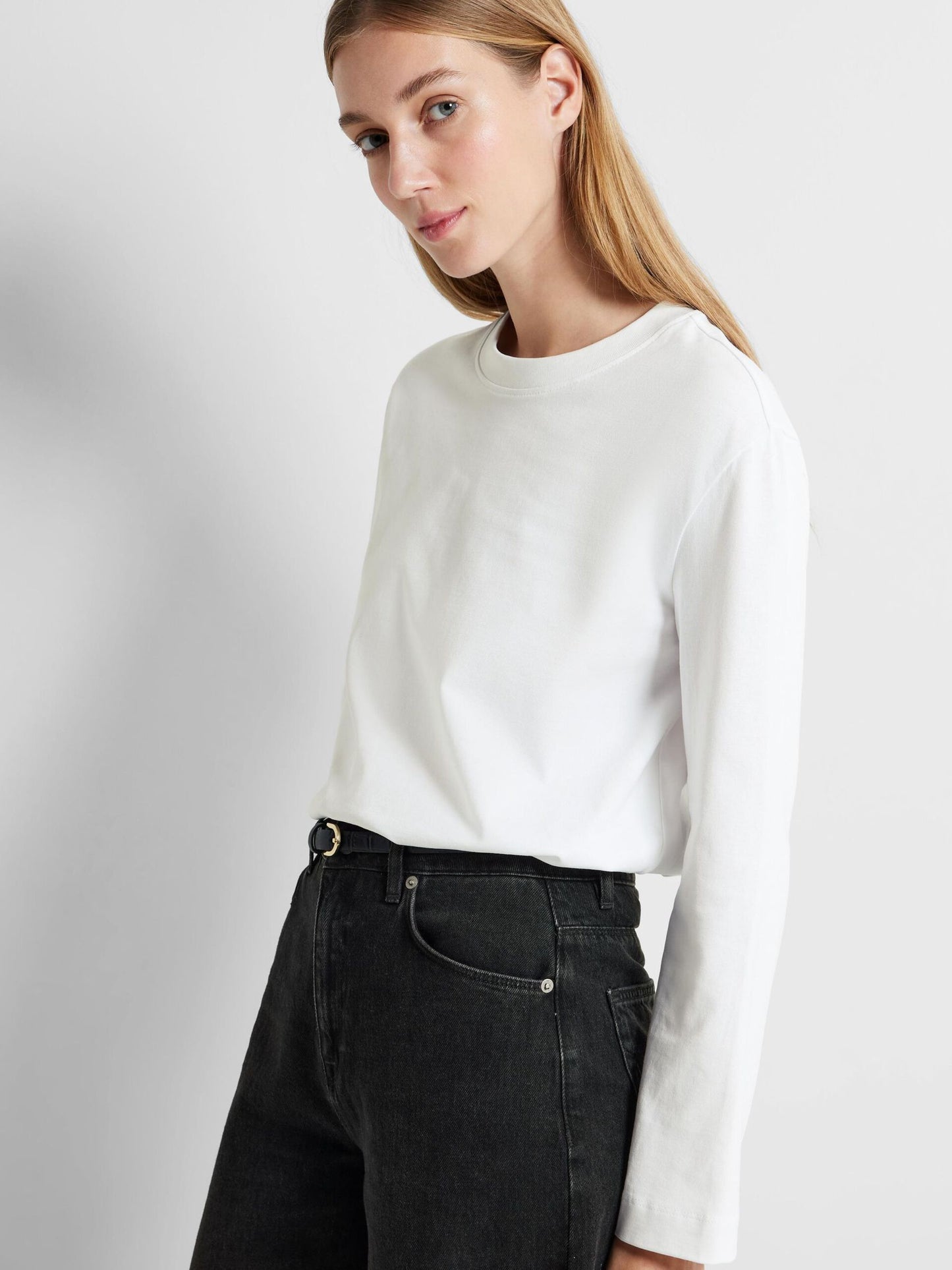 Selected Femme Long Sleeve Boxy Tee - Bright White