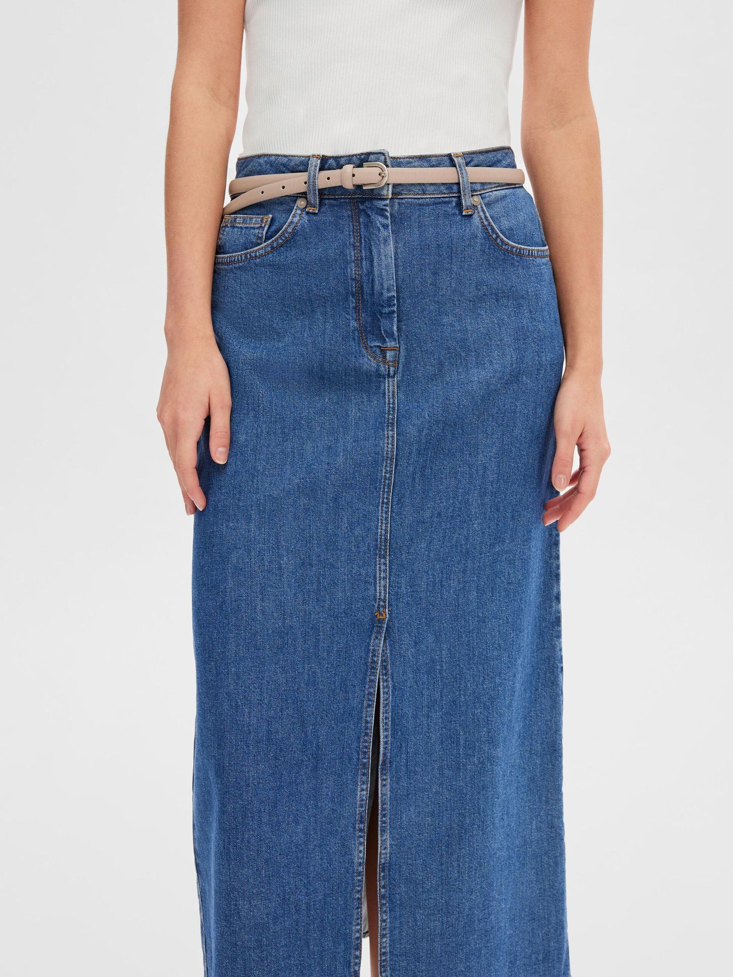 Selected Femme Maxi Denim Skirt - Marine Blue