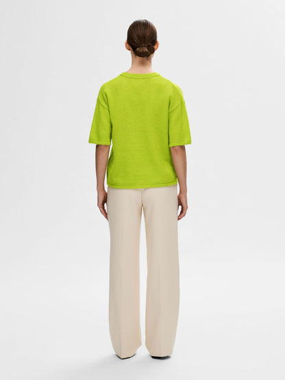 Selected Femme Maline Short Sleeved Knit - Lime Green