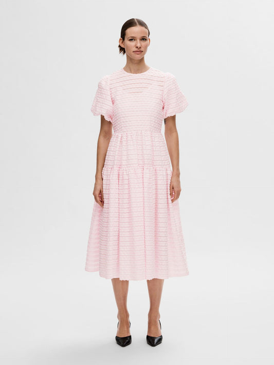 Selected Femme Rochelle Structured Midi Dress - Cradle Pink