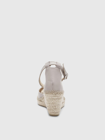 Selected Femme Leather Wedge Espadrille - Grey