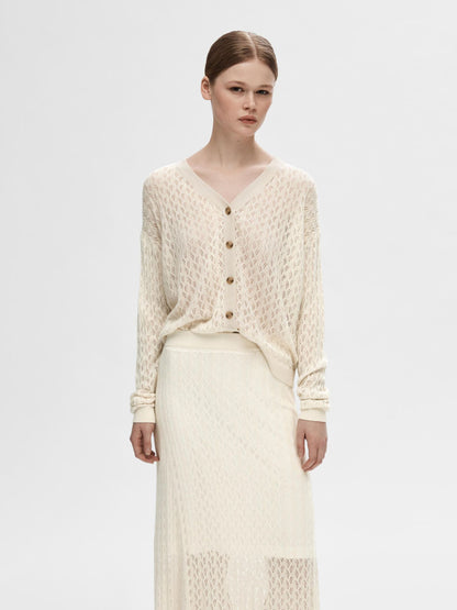 Selected Femme Long-Sleeved Knitted Cardigan - Birch
