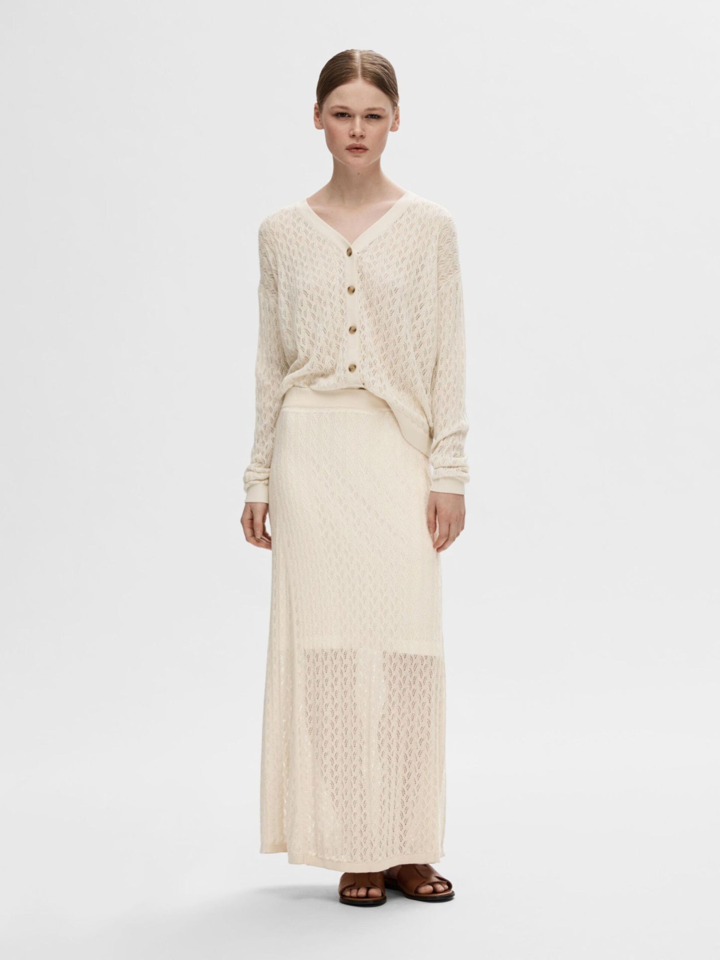 Selected Femme Long-Sleeved Knitted Cardigan - Birch