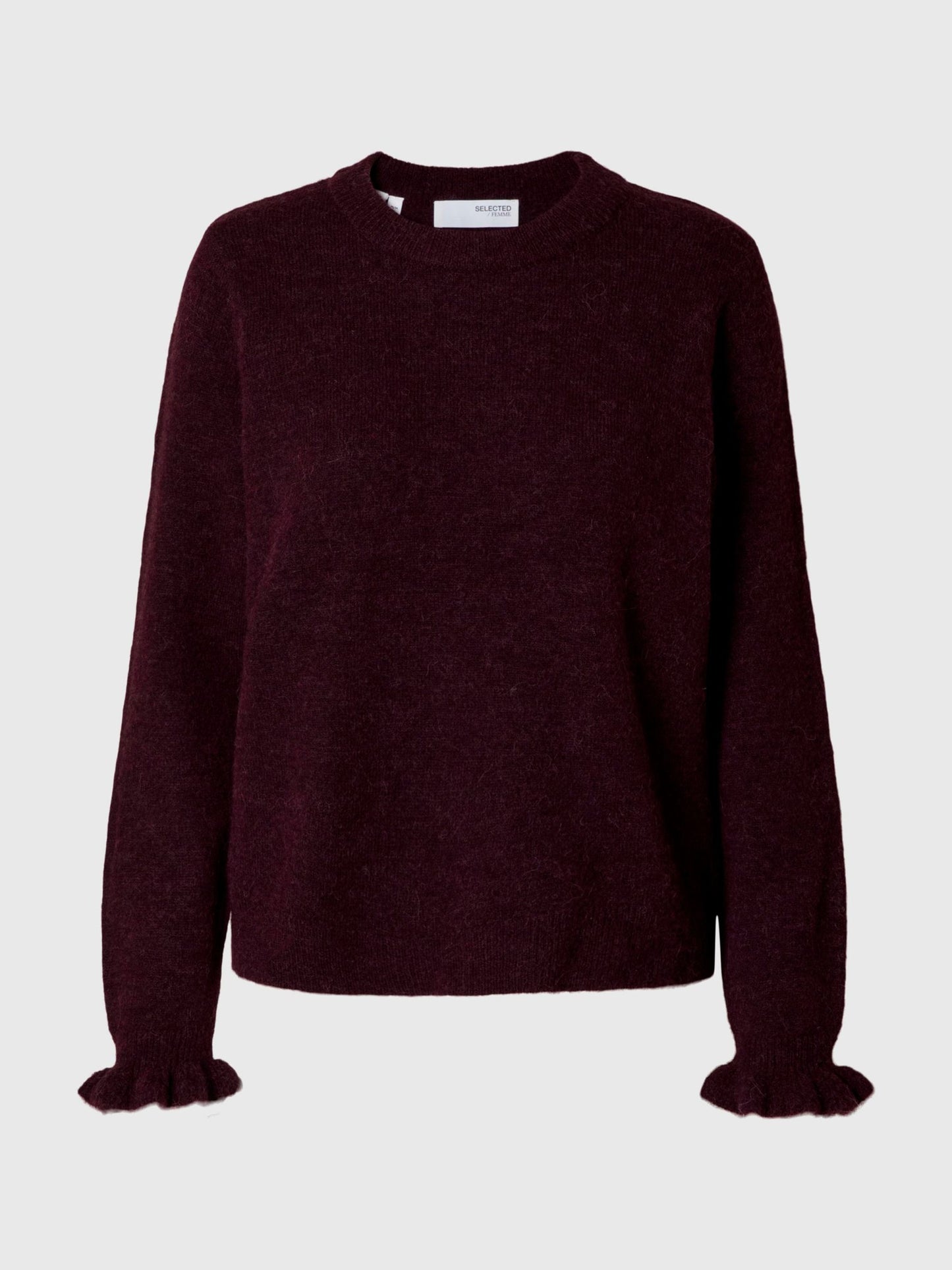 Selected Lulu Frill Round Neck Knit - Fig