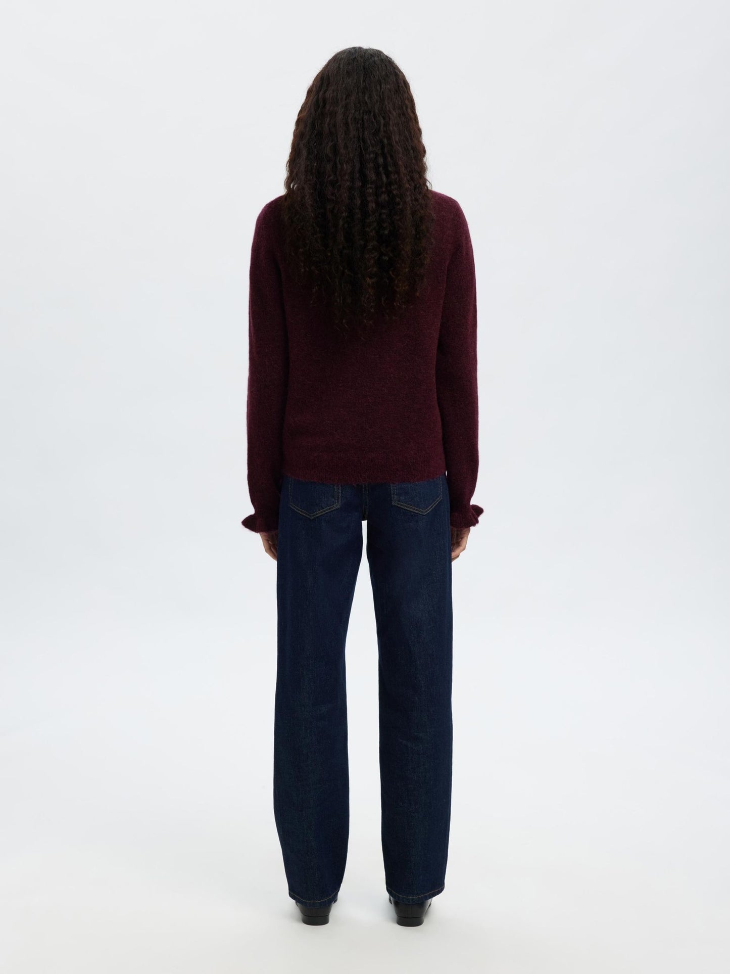 Selected Lulu Frill Round Neck Knit - Fig