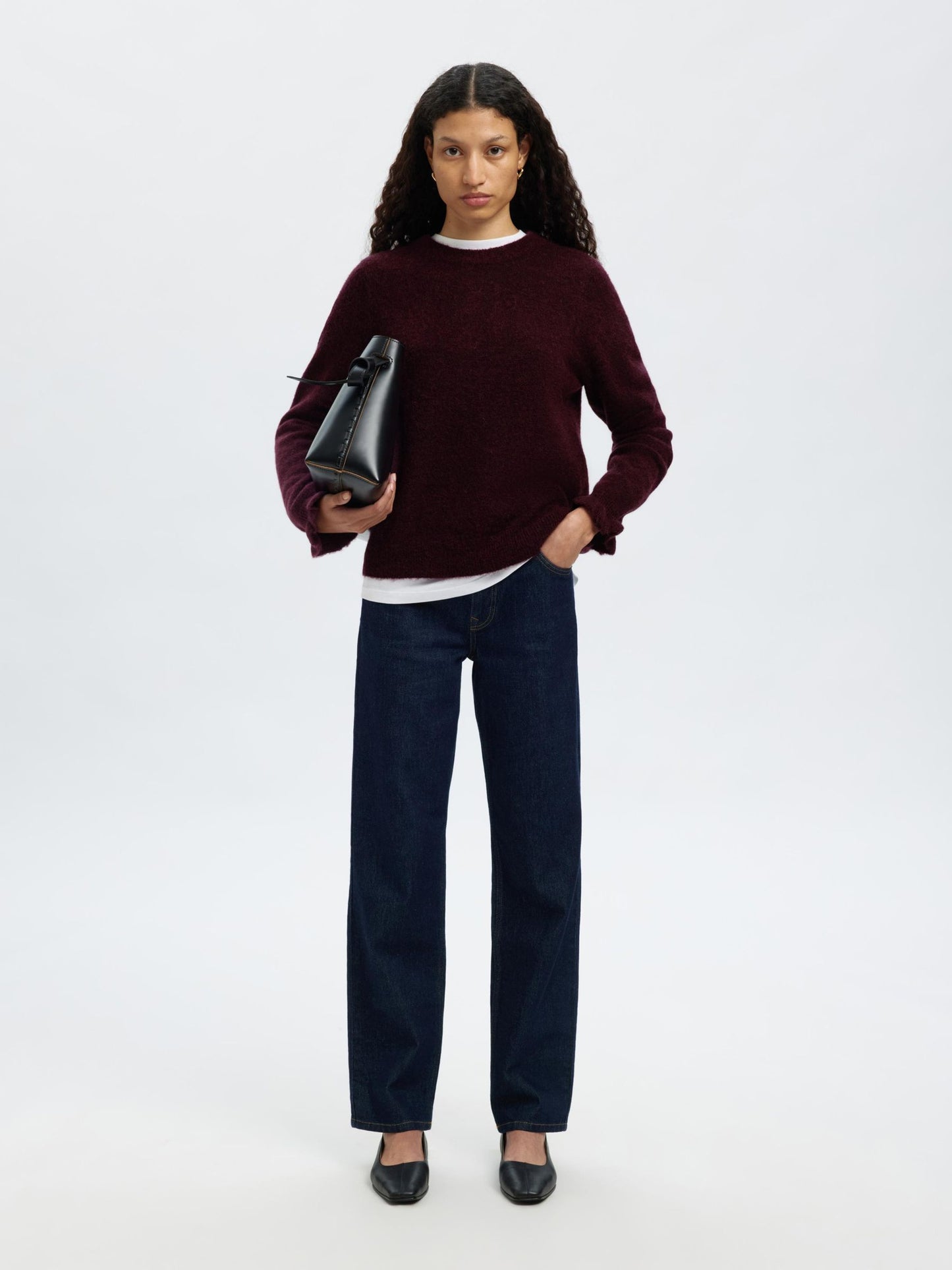 Selected Lulu Frill Round Neck Knit - Fig