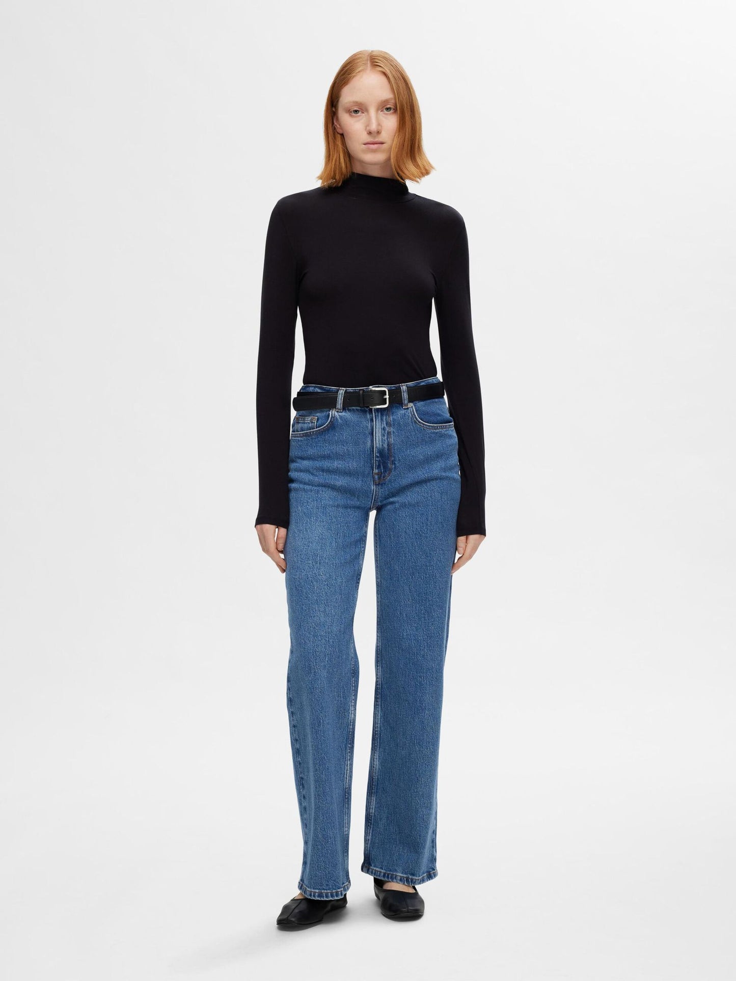 Selected High Waist Wide Leg Jeans