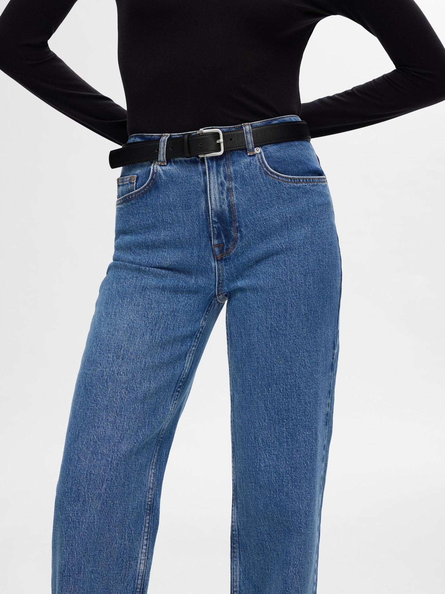 Selected High Waist Wide Leg Jeans