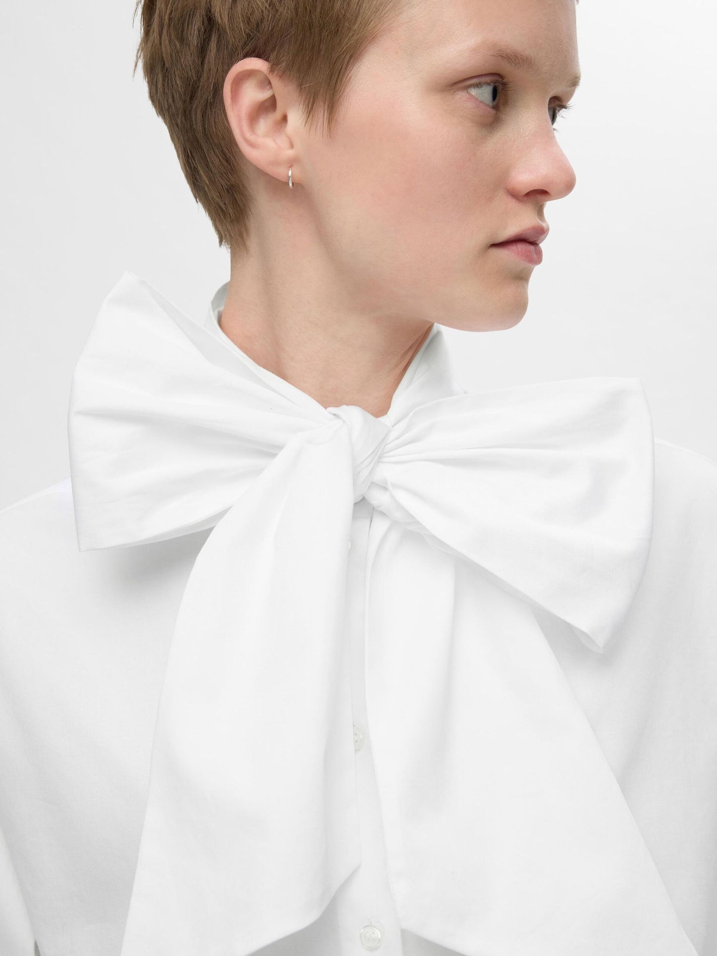 Selected Femme Juno Bow Shirt - White