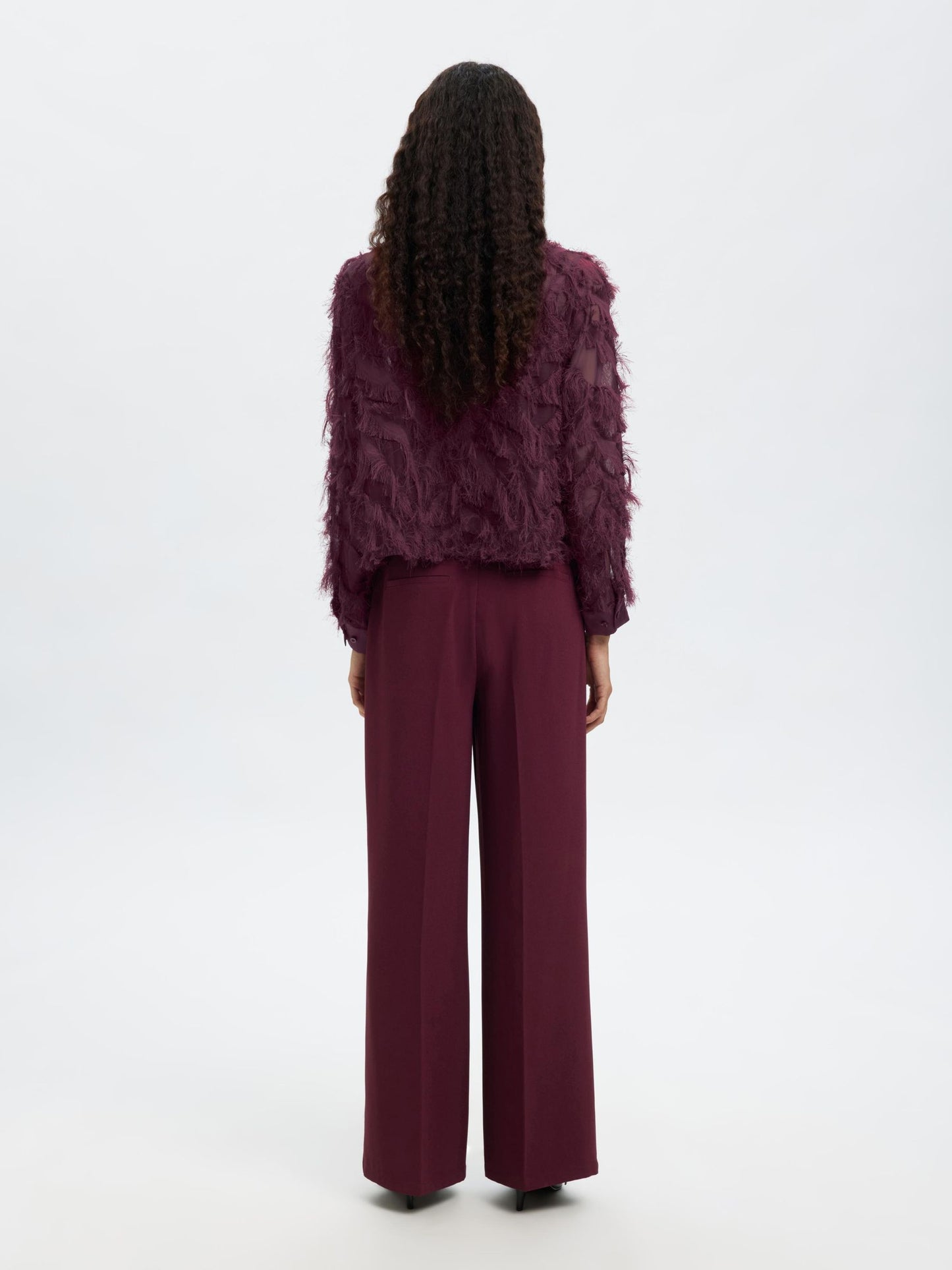 Selected Myline Long Sleeve Fluffy Cropped Shirt - Fig