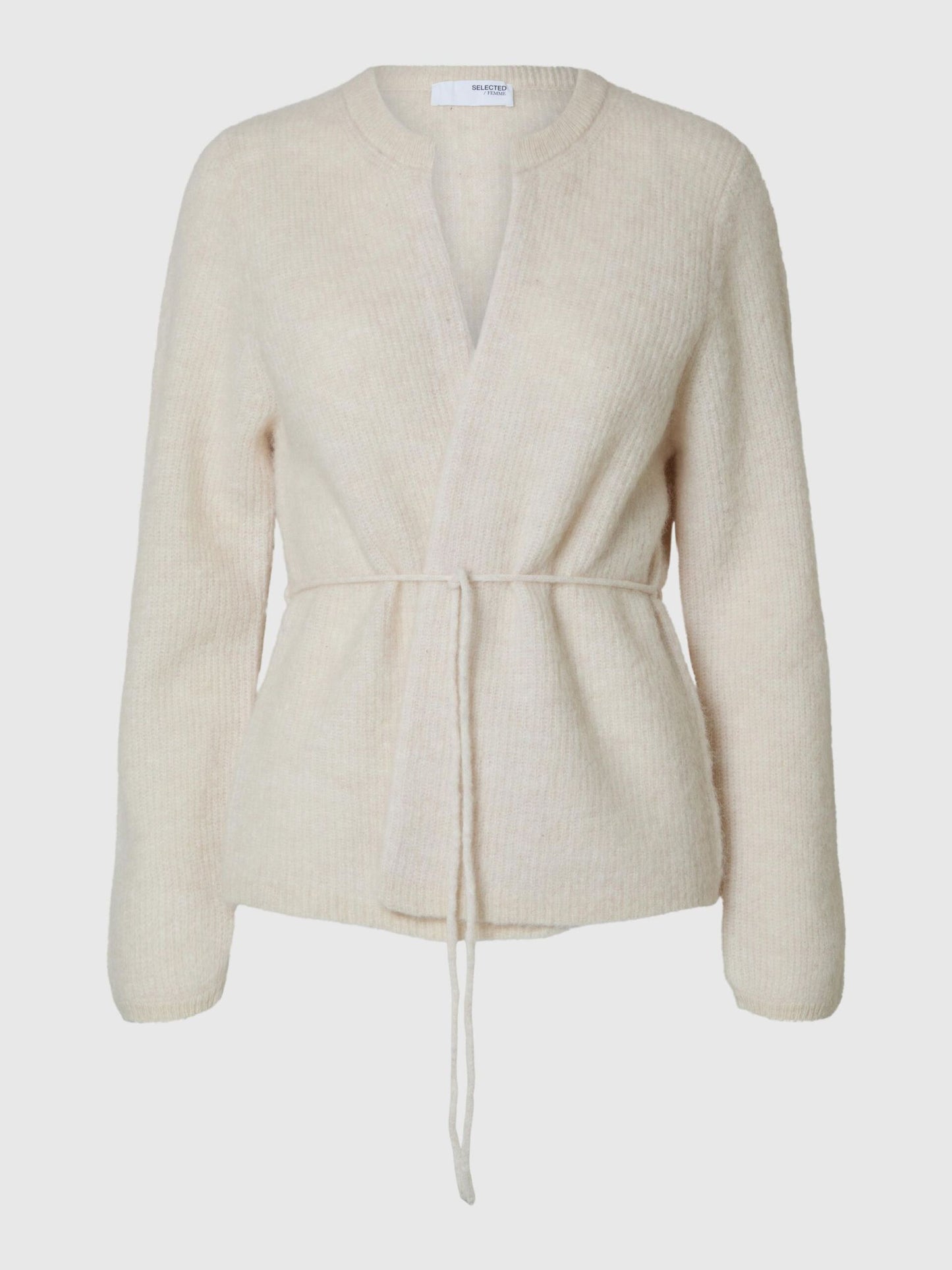 Selected Femme Ras Belted Knit Cardigan - Birch