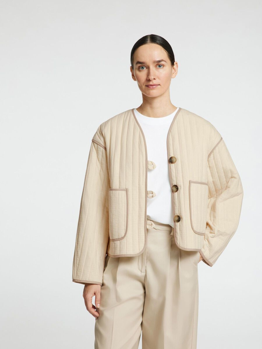 Selected Femme Quilted Padded Jacket - Cream