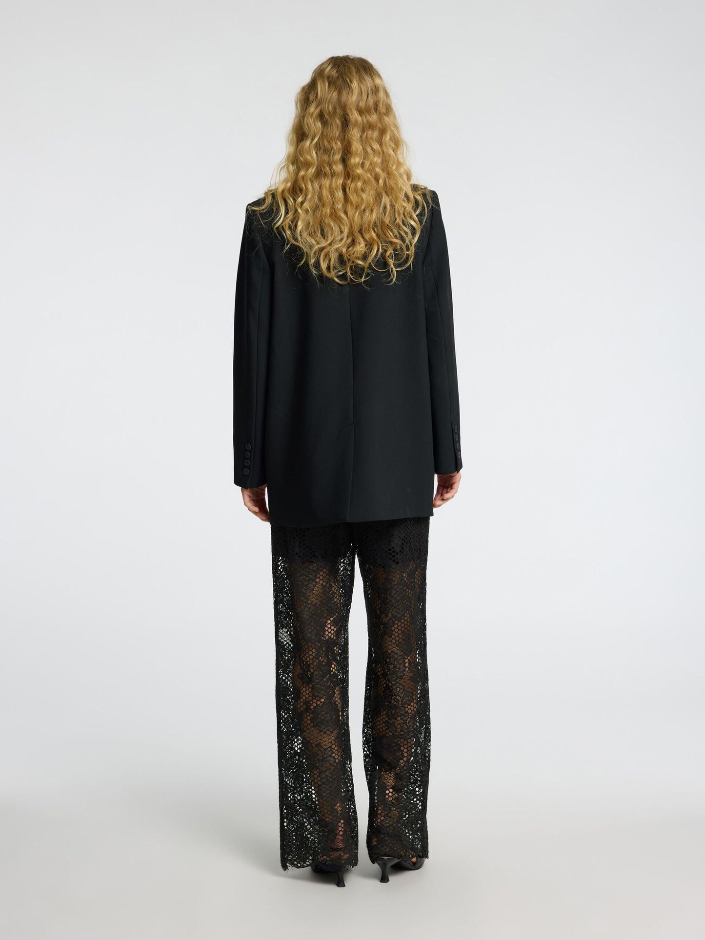 Selected Femme Milly High Waist Lace Straight Trouser - Black