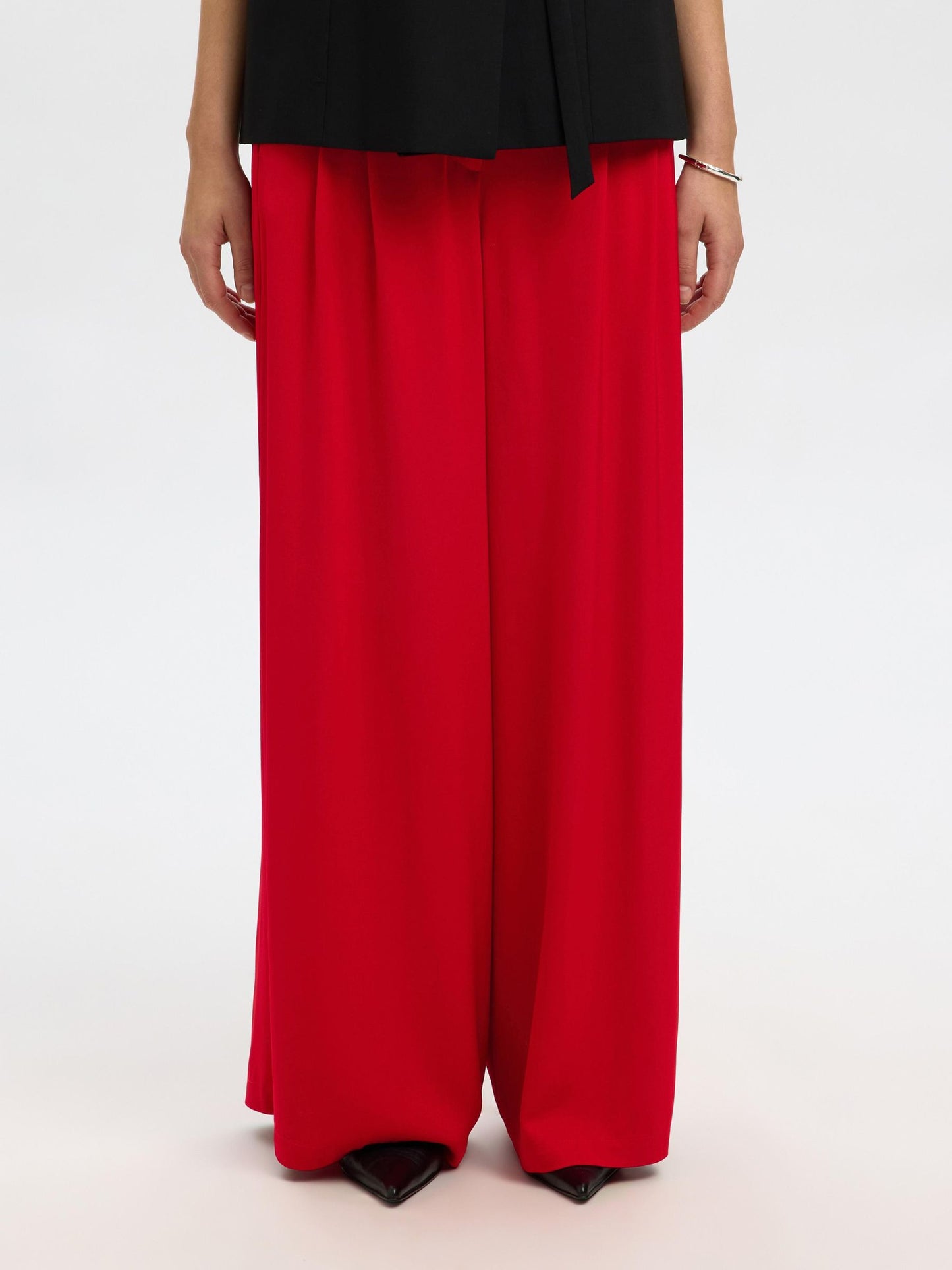 Selected Nore Wide Leg Pants - Equestrian Red