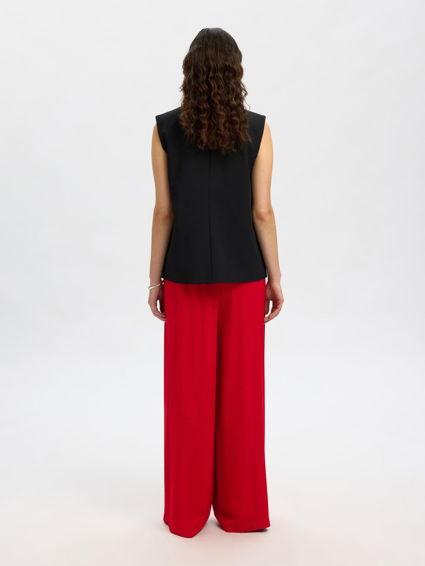 Selected Nore Wide Leg Pants - Equestrian Red