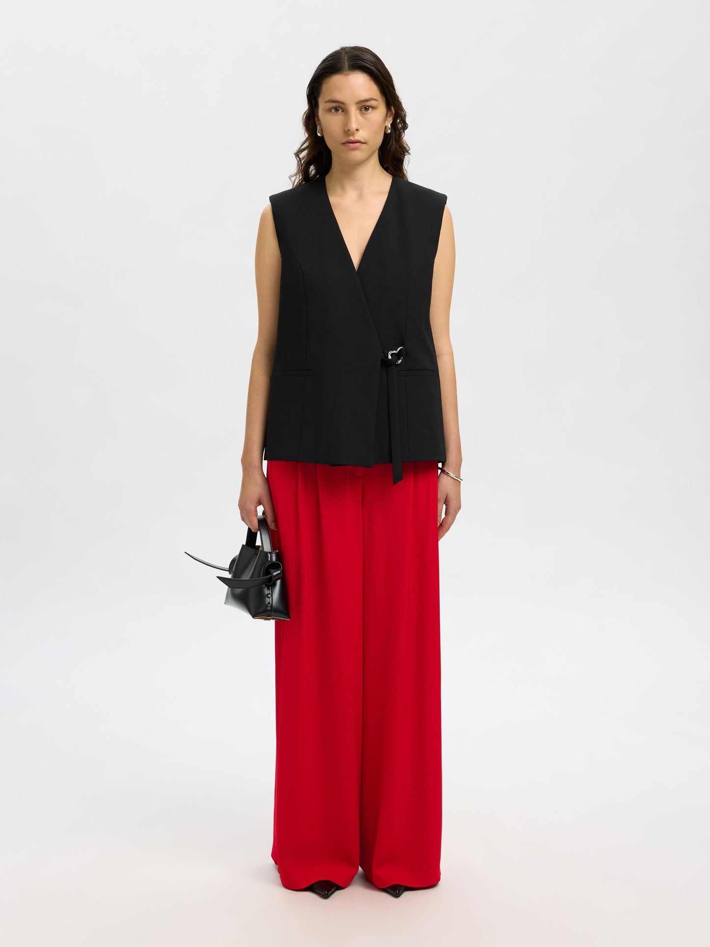 Selected Nore Wide Leg Pants - Equestrian Red