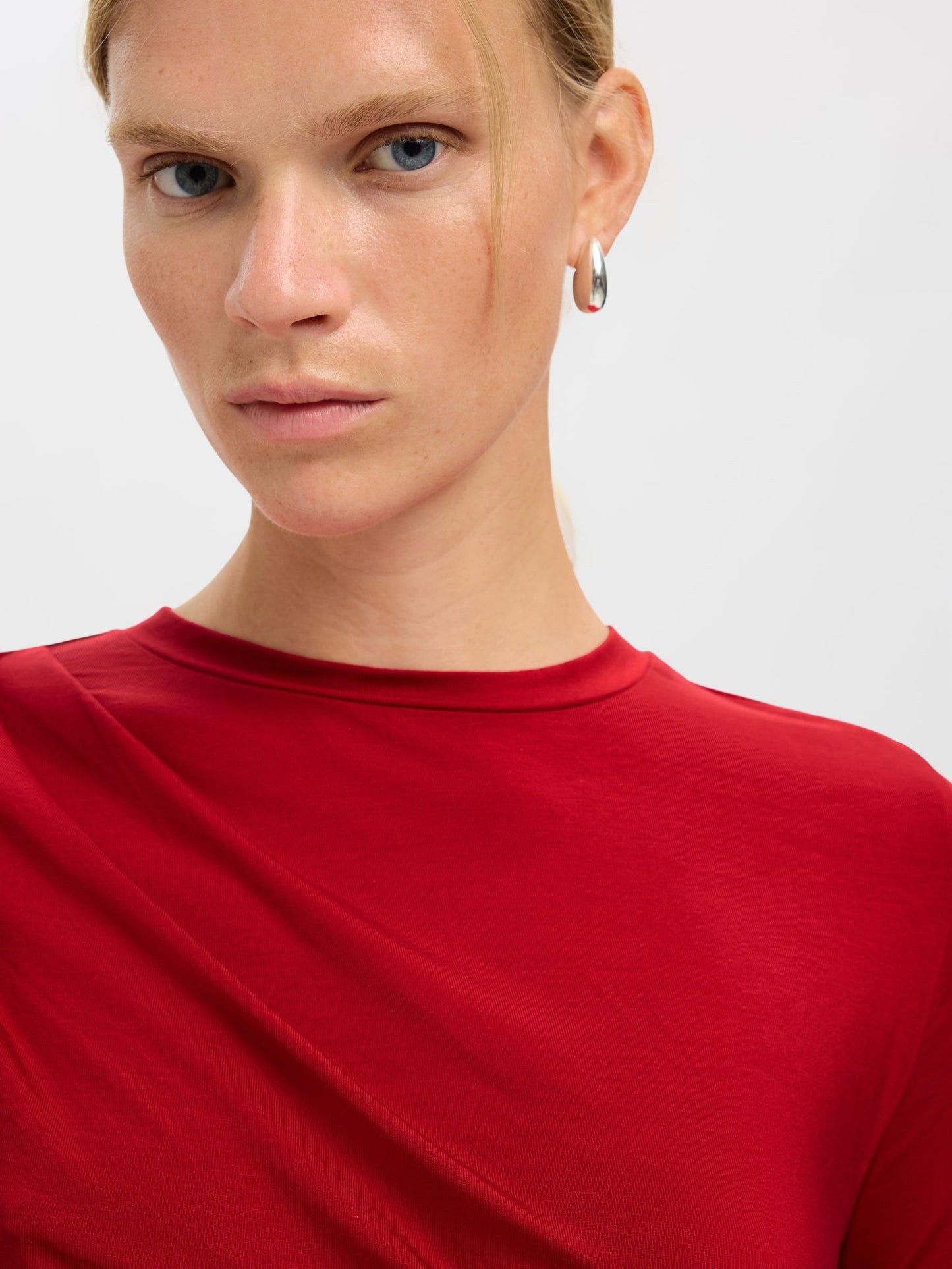 Selected Long Sleeve Assymetric Maxi Dress - Red