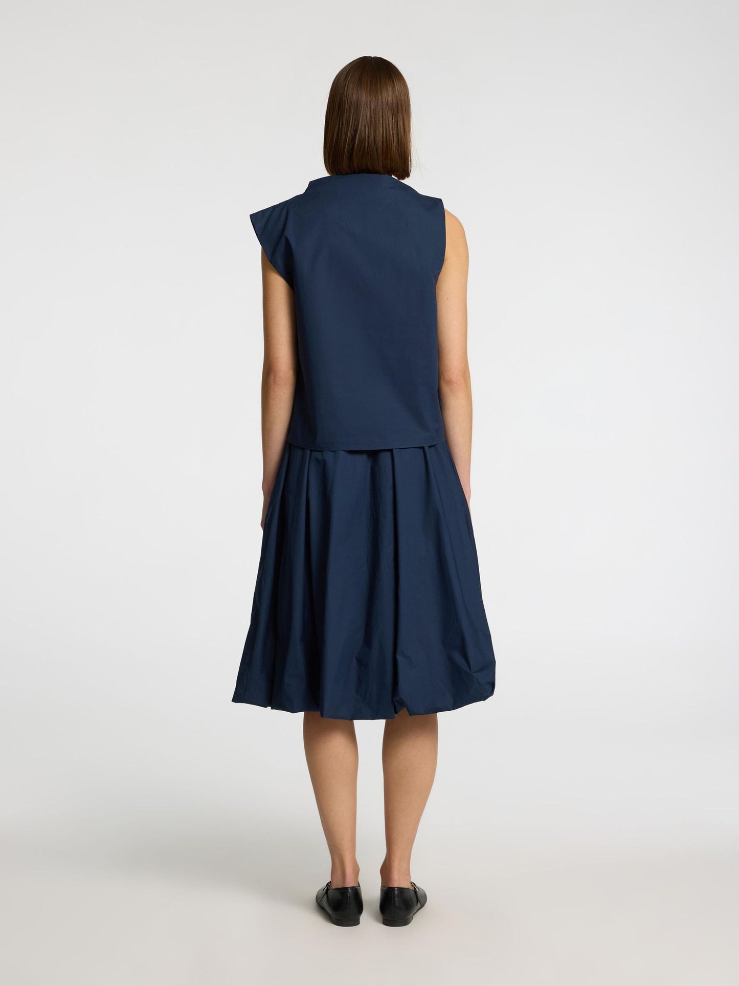Selected Femme Aster Pleated Sleevless Top - Navy