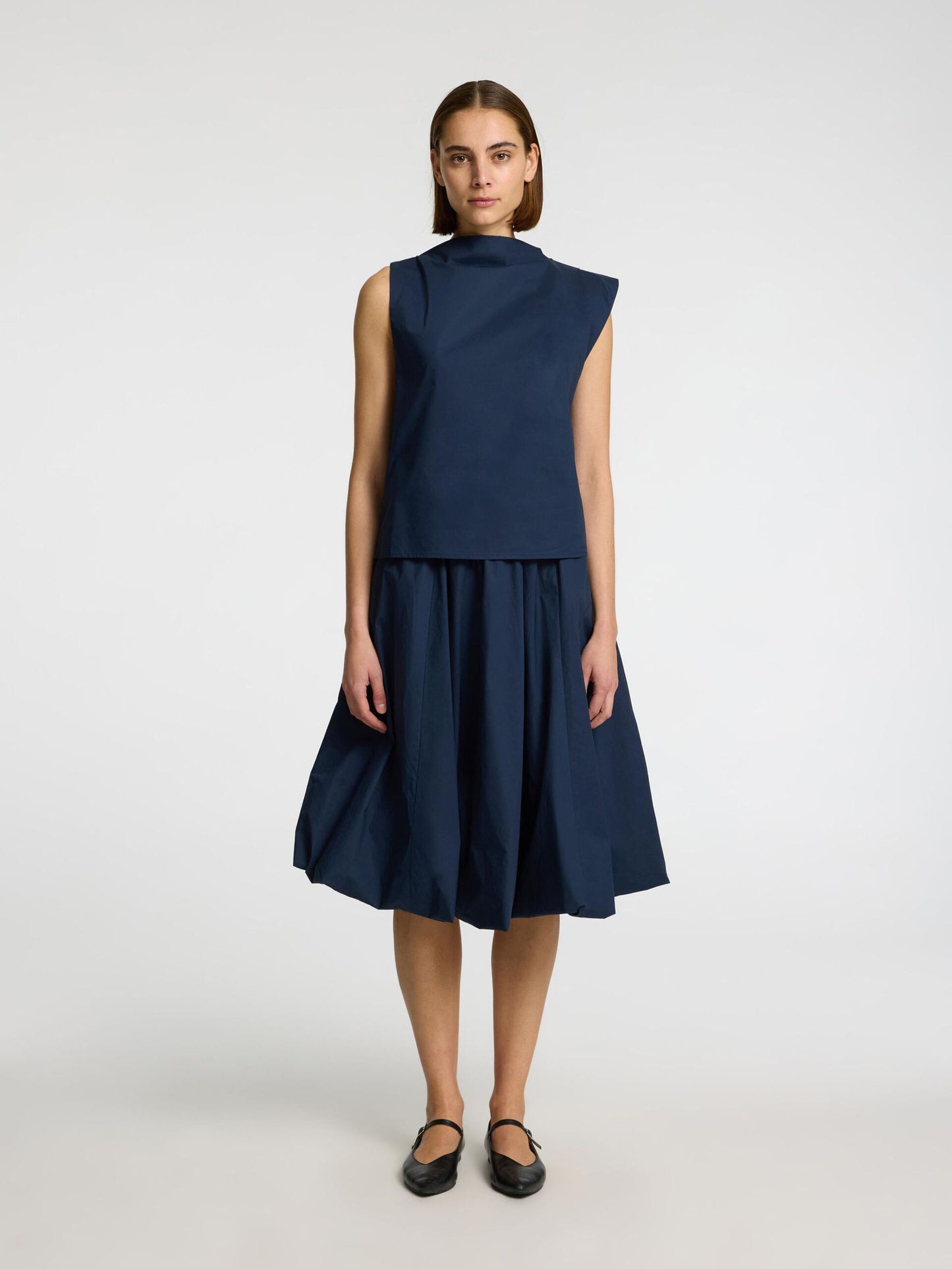 Selected Femme Aster Pleated Sleevless Top - Navy