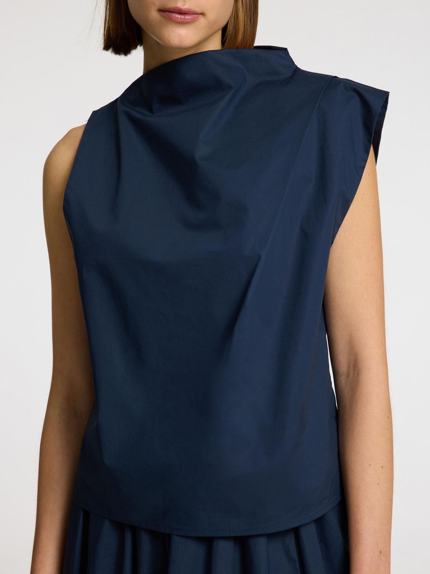 Selected Femme Aster Pleated Sleevless Top - Navy