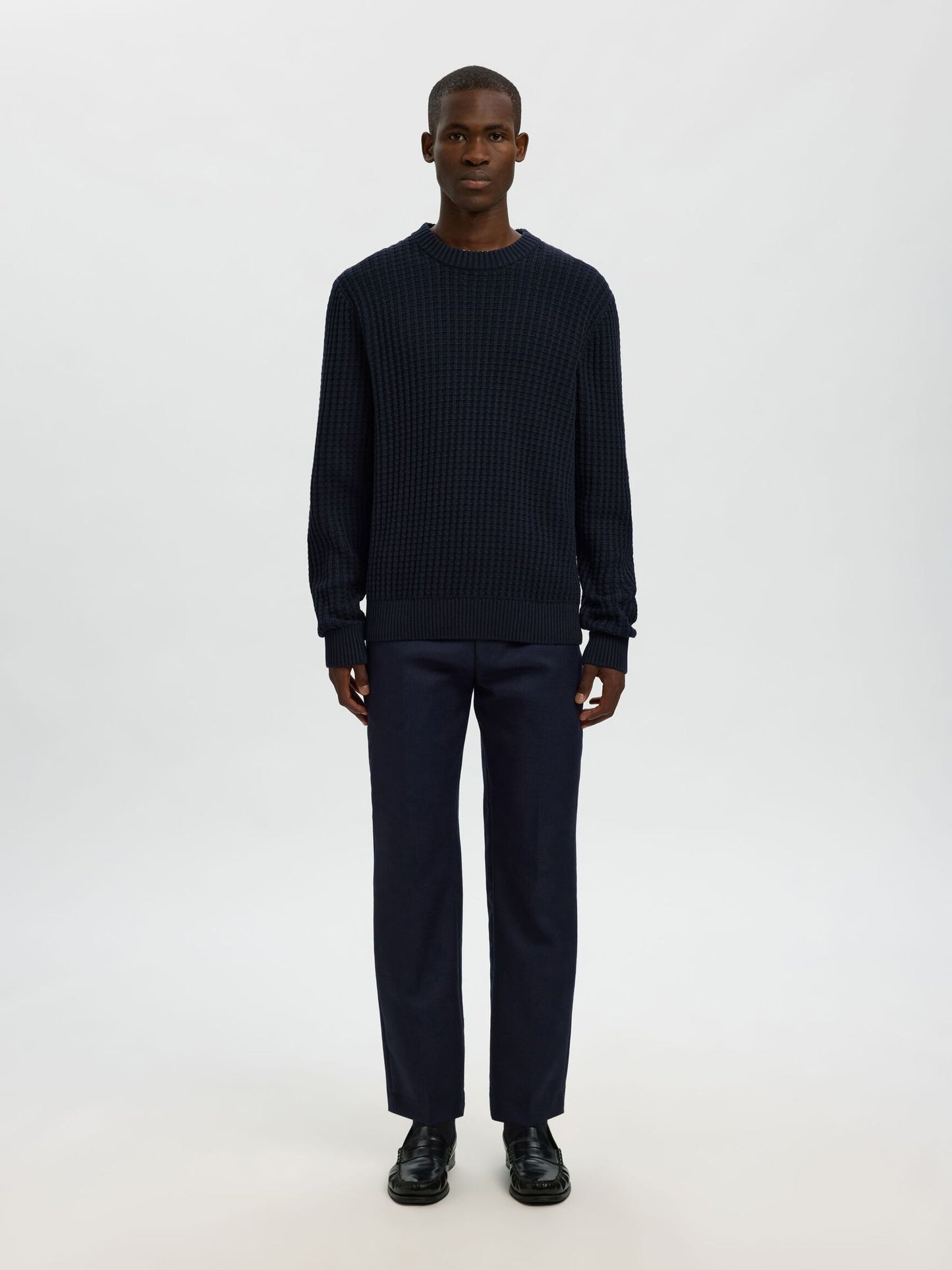 Selected Tom Long Sleeve Knit Crew Neck- Sky Captain