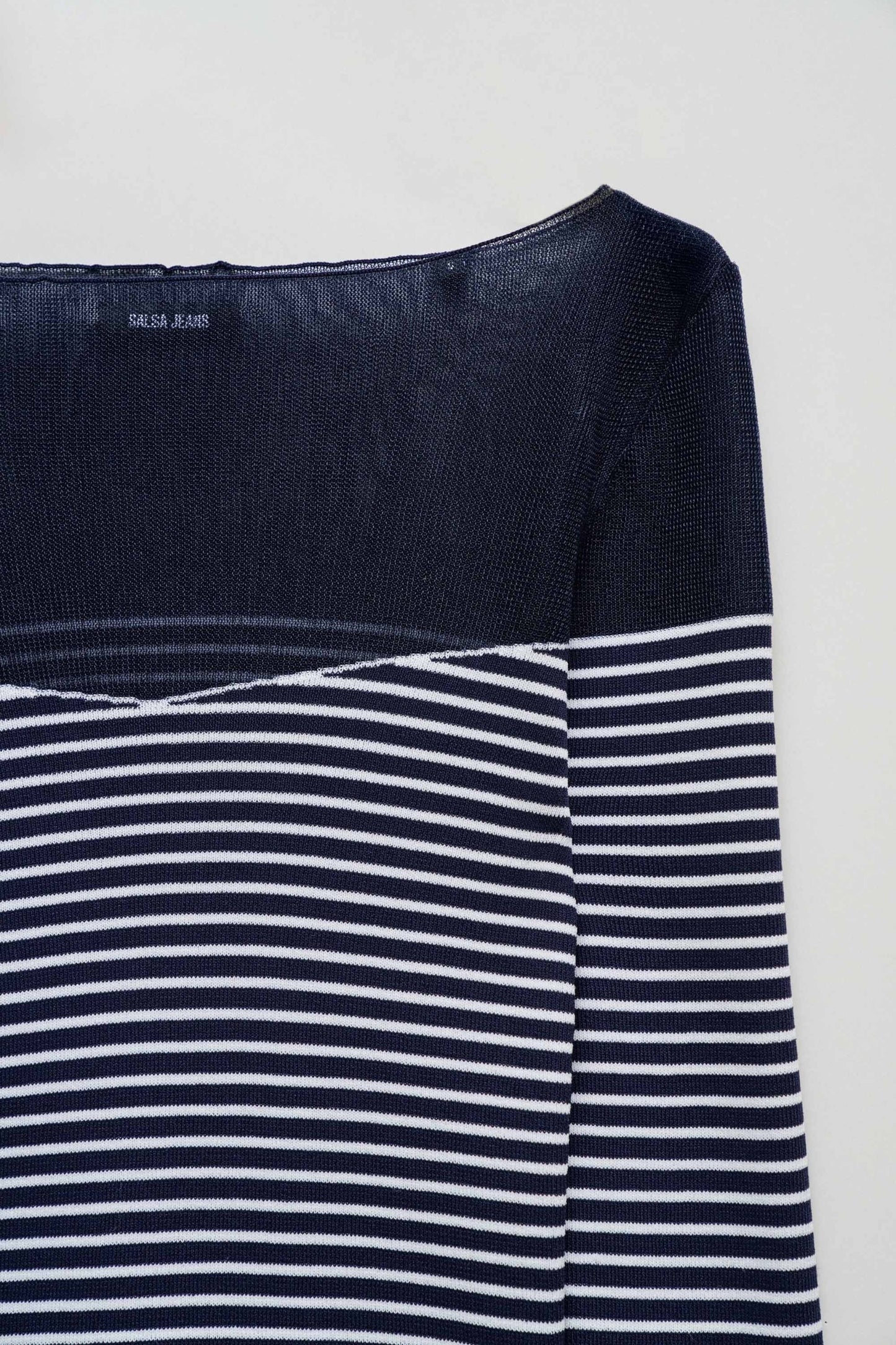 Salsa Mesh Neck Jumper - Navy Stripe