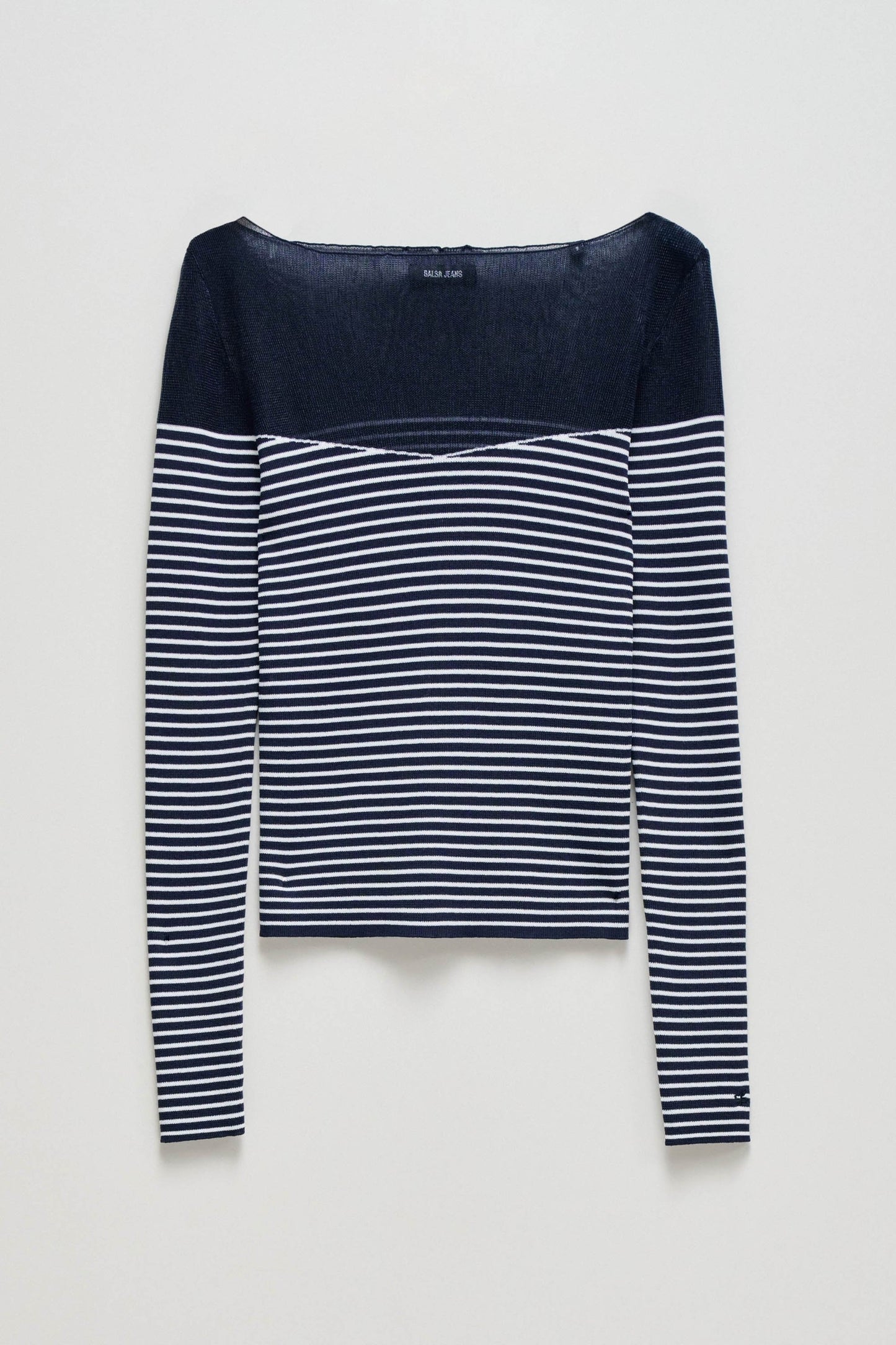 Salsa Mesh Neck Jumper - Navy Stripe