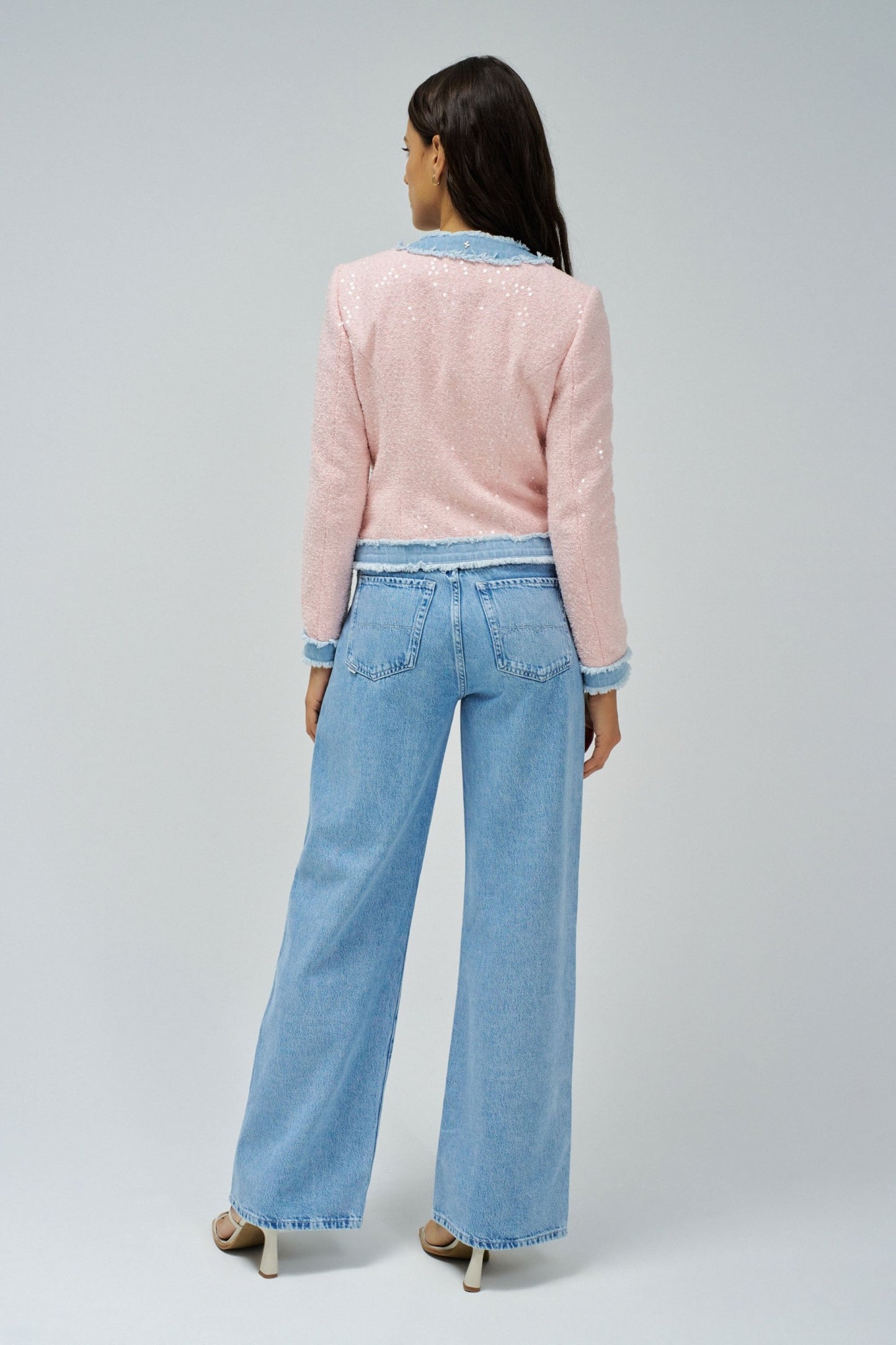 Salsa Sequin Tweed Coat - Pink