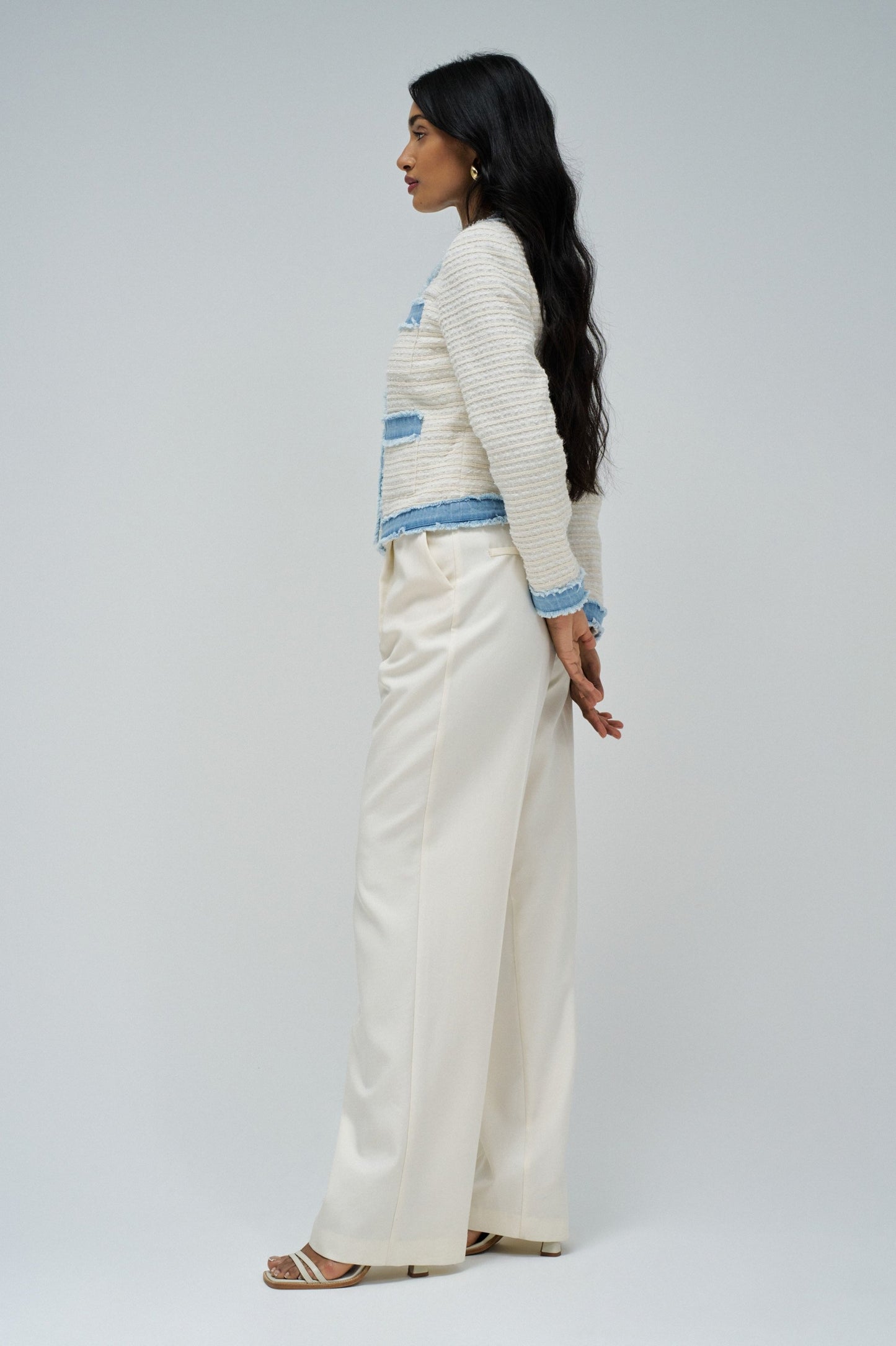 Salsa Denim Detail Tweed Jacket