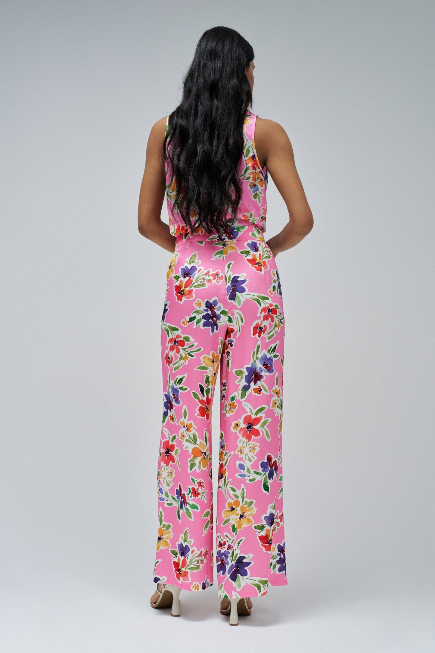Salsa High Rise Floral Pants - Pink